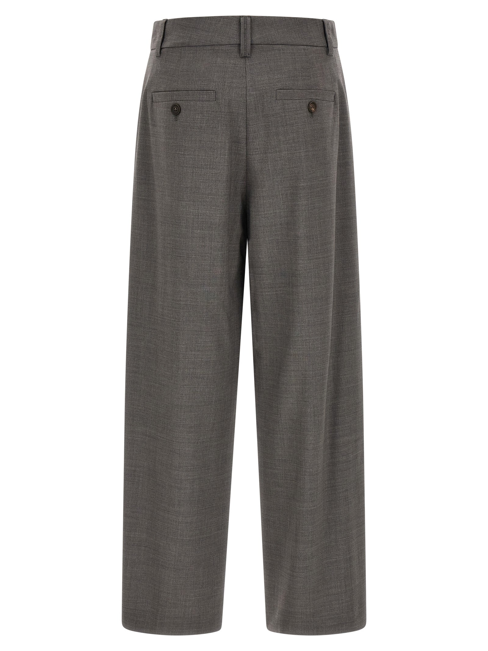 Brunello Cucinelli Gray Virgin Wool Cropped Pants Brunello Cucinelli