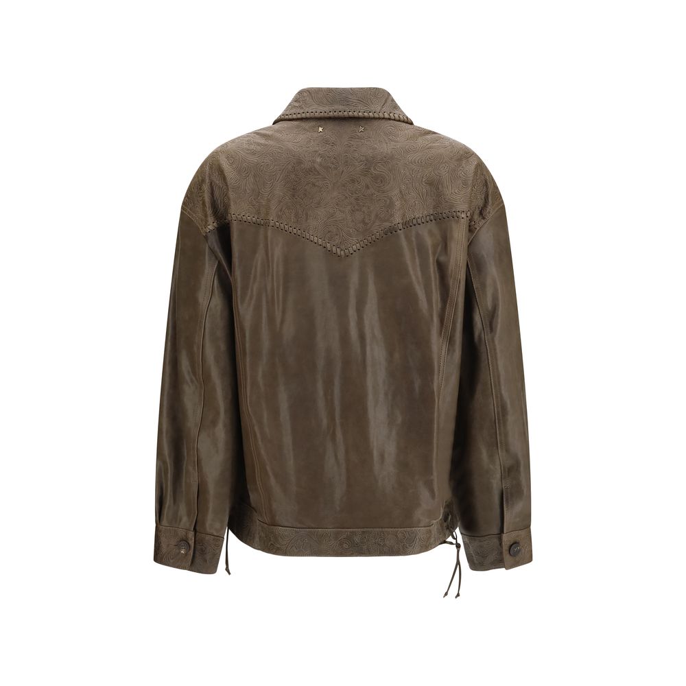 Golden Goose Brown Calf Leather Bos Taurus Leather Jacket Golden Goose