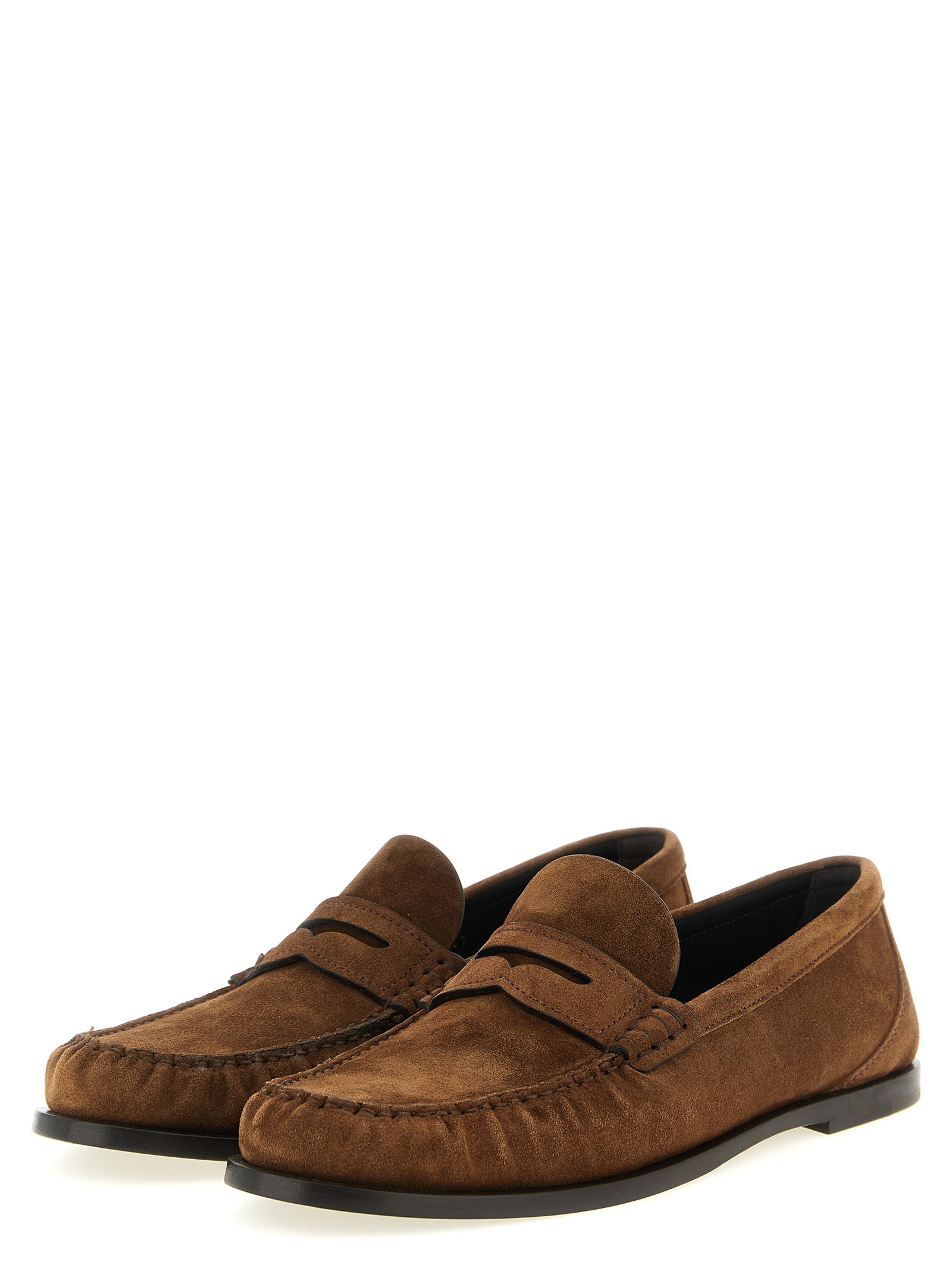 Saint Laurent Brown Calfskin Slip-On Loafers Saint Laurent