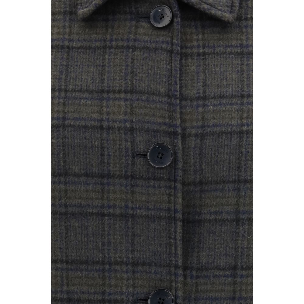 Etro Blue Wool Oves Aries Coat Etro