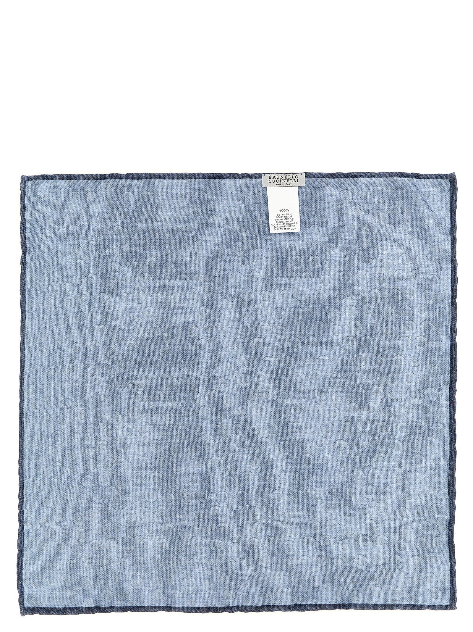 Brunello Cucinelli Blue Silk Pocket Square Brunello Cucinelli
