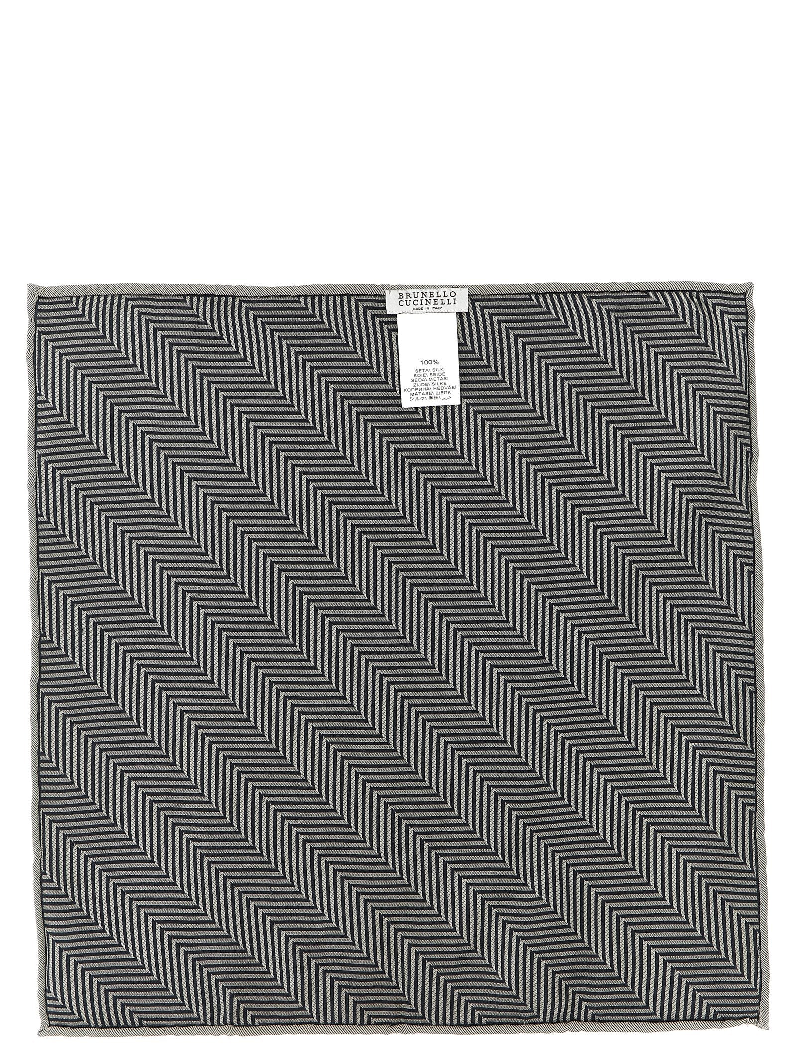 Brunello Cucinelli Gray Silk Pocket Square Brunello Cucinelli
