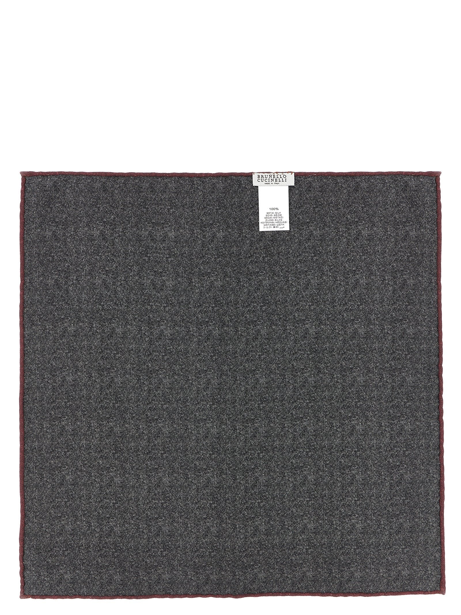 Brunello Cucinelli Gray Silk Pocket Square Brunello Cucinelli