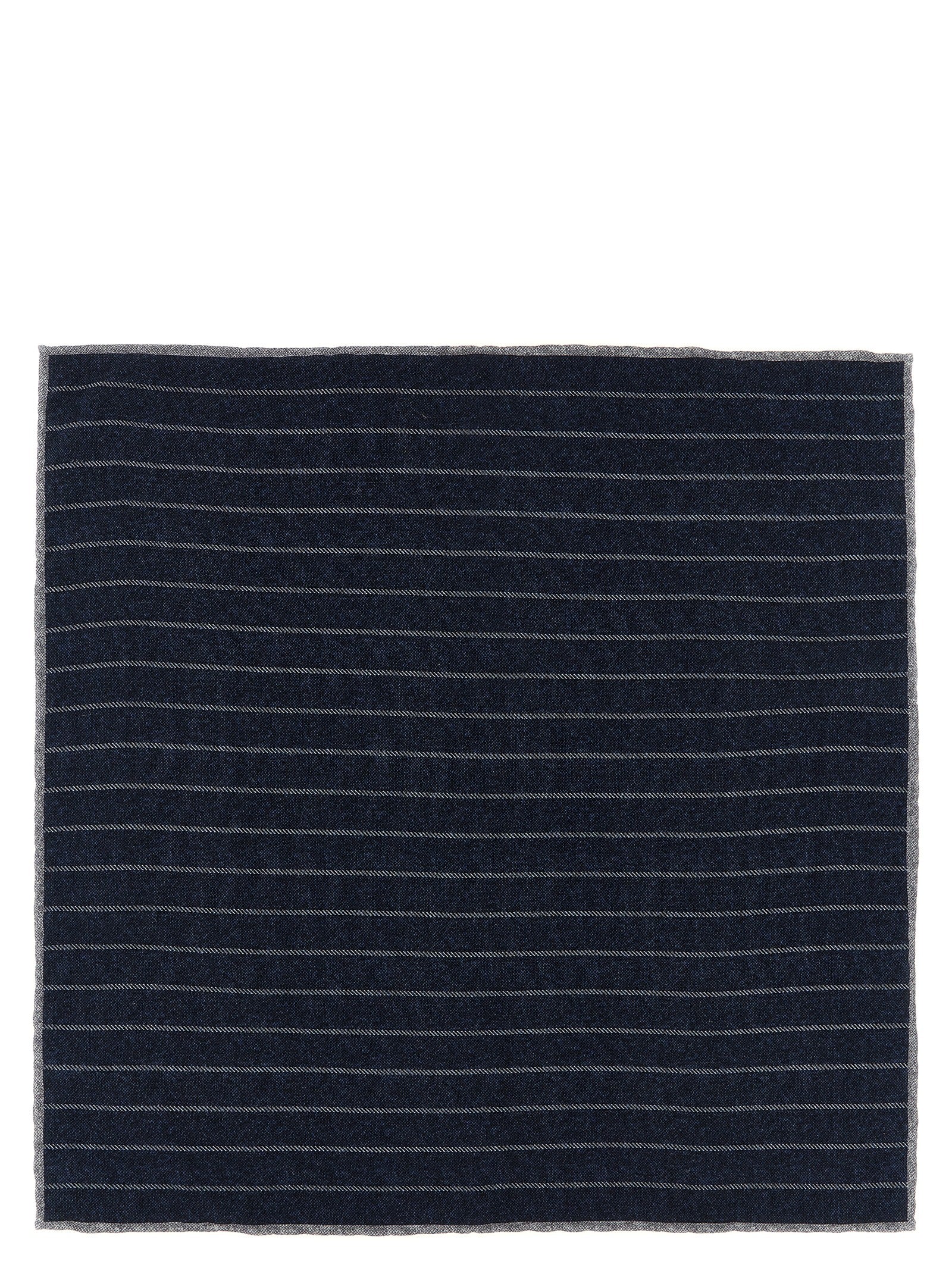 Brunello Cucinelli Blue Silk Pocket Square Brunello Cucinelli