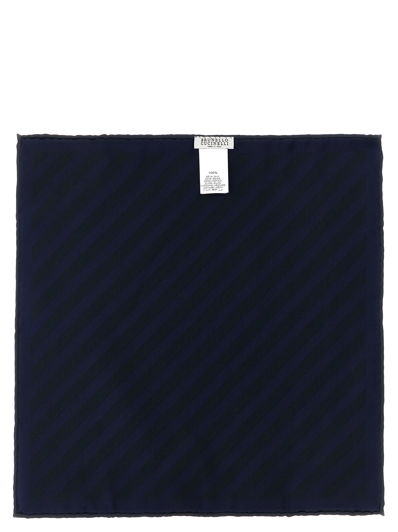 Brunello Cucinelli Blue Silk Pocket Square Brunello Cucinelli