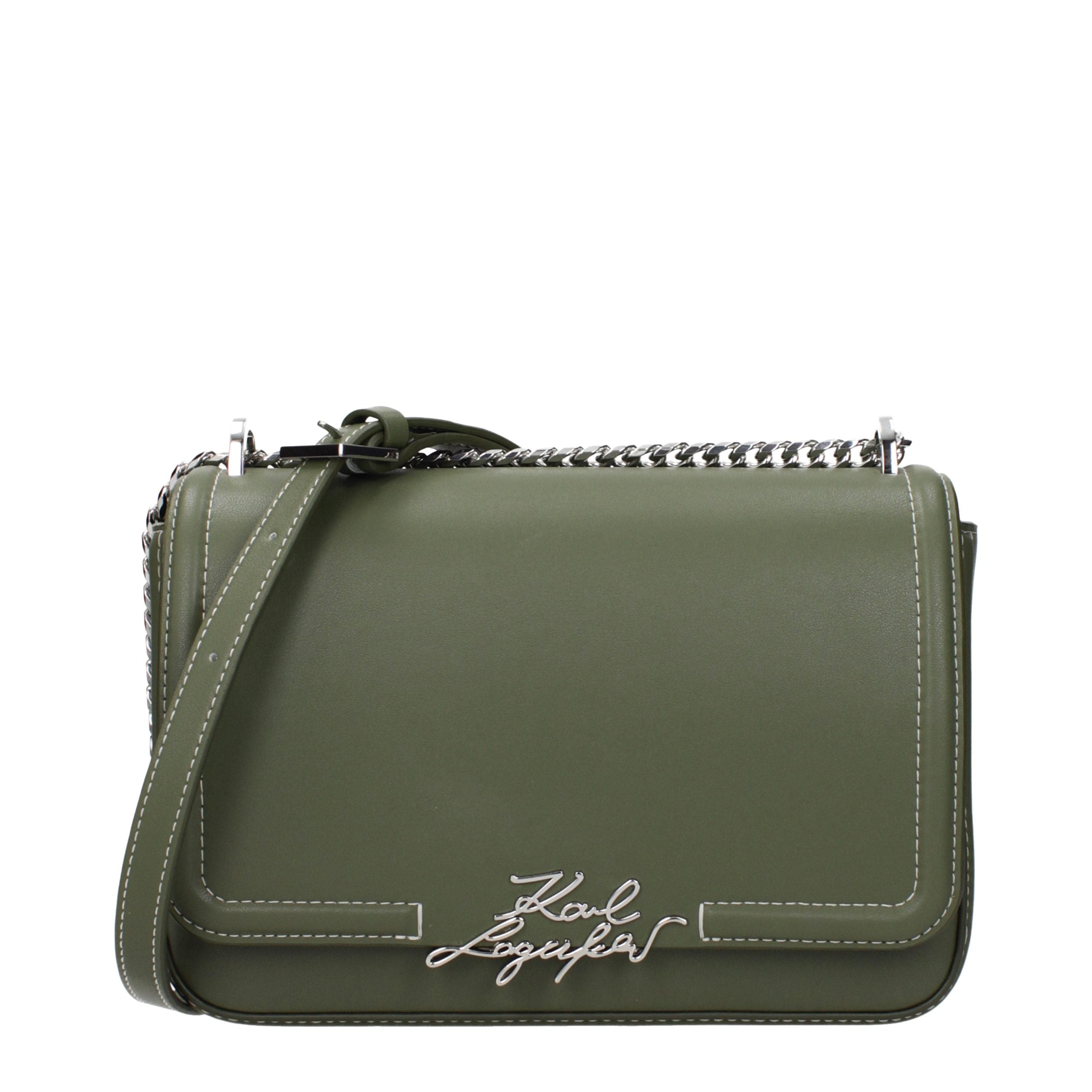 Karl Lagerfeld Green Leather Shoulder Bag Karl Lagerfeld