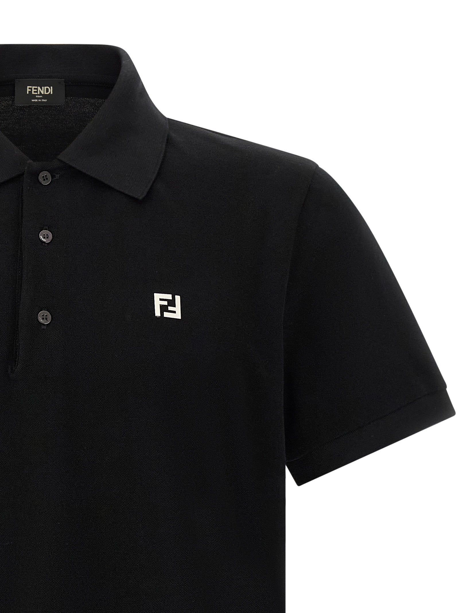 Fendi Black Cotton Polo Shirt Fendi