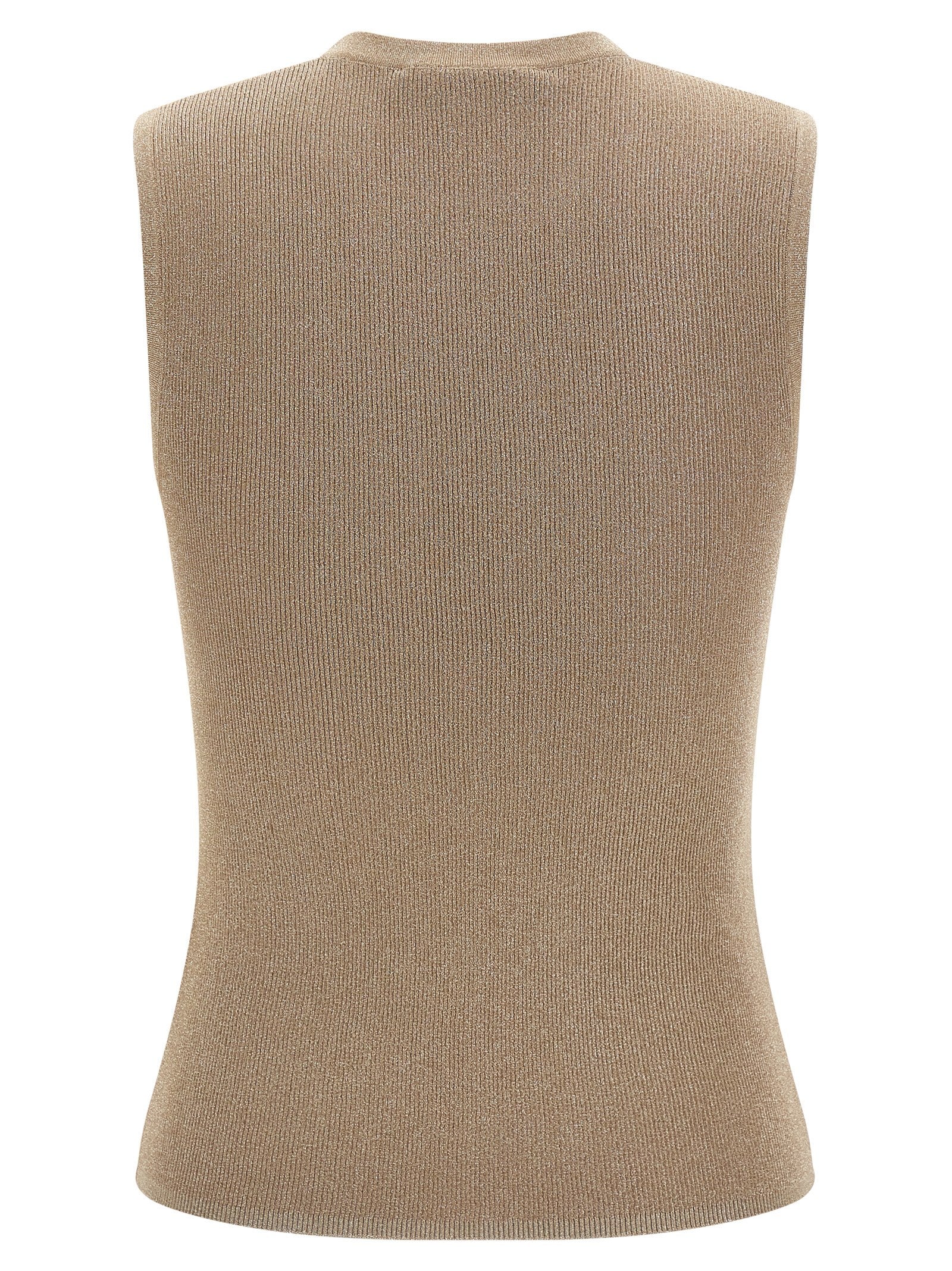 Max Mara Beige Polyamide Sleeveles T-Shirt Max Mara