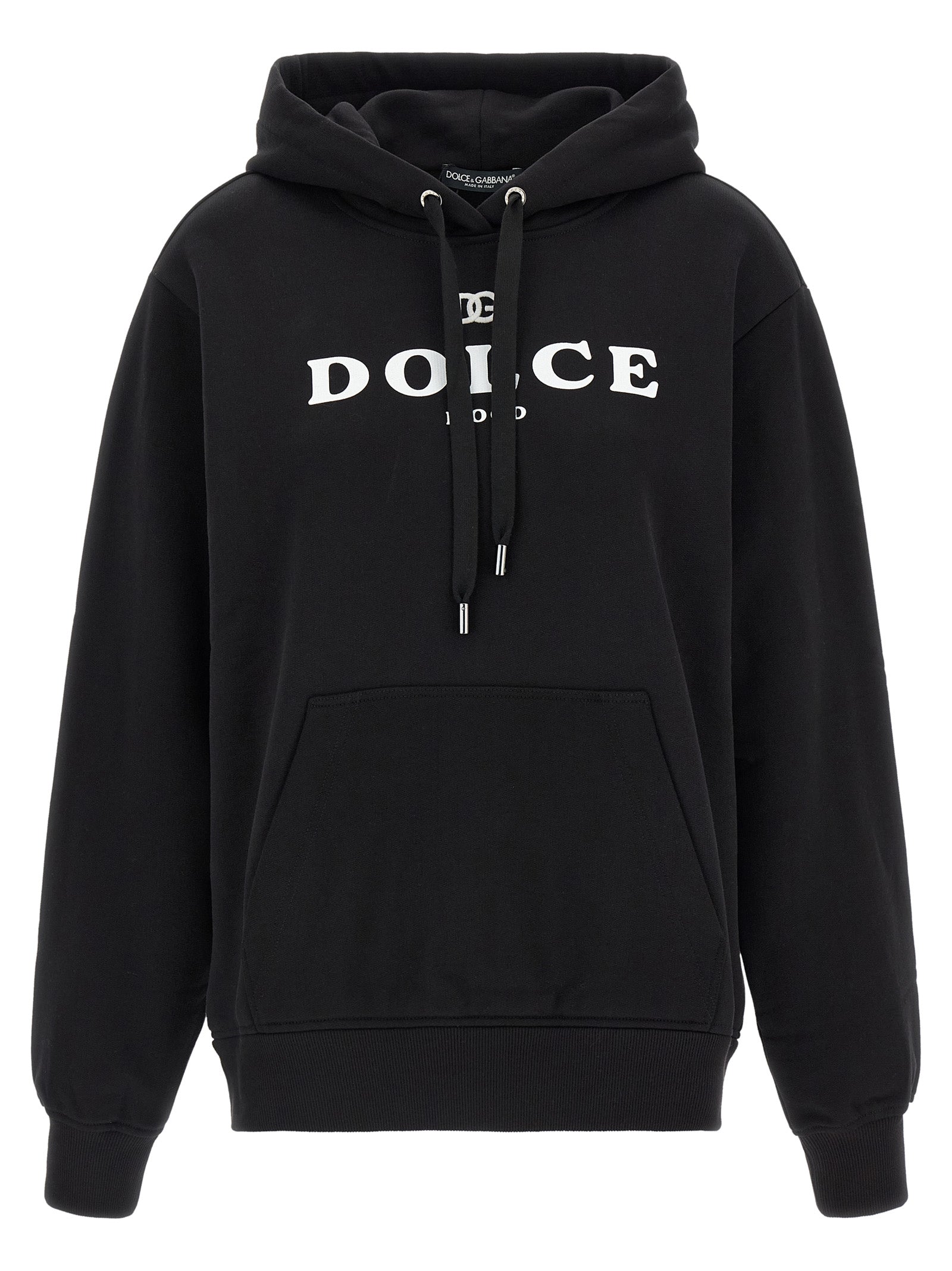 Dolce & Gabbana Black Cotton Hoodie Dolce & Gabbana