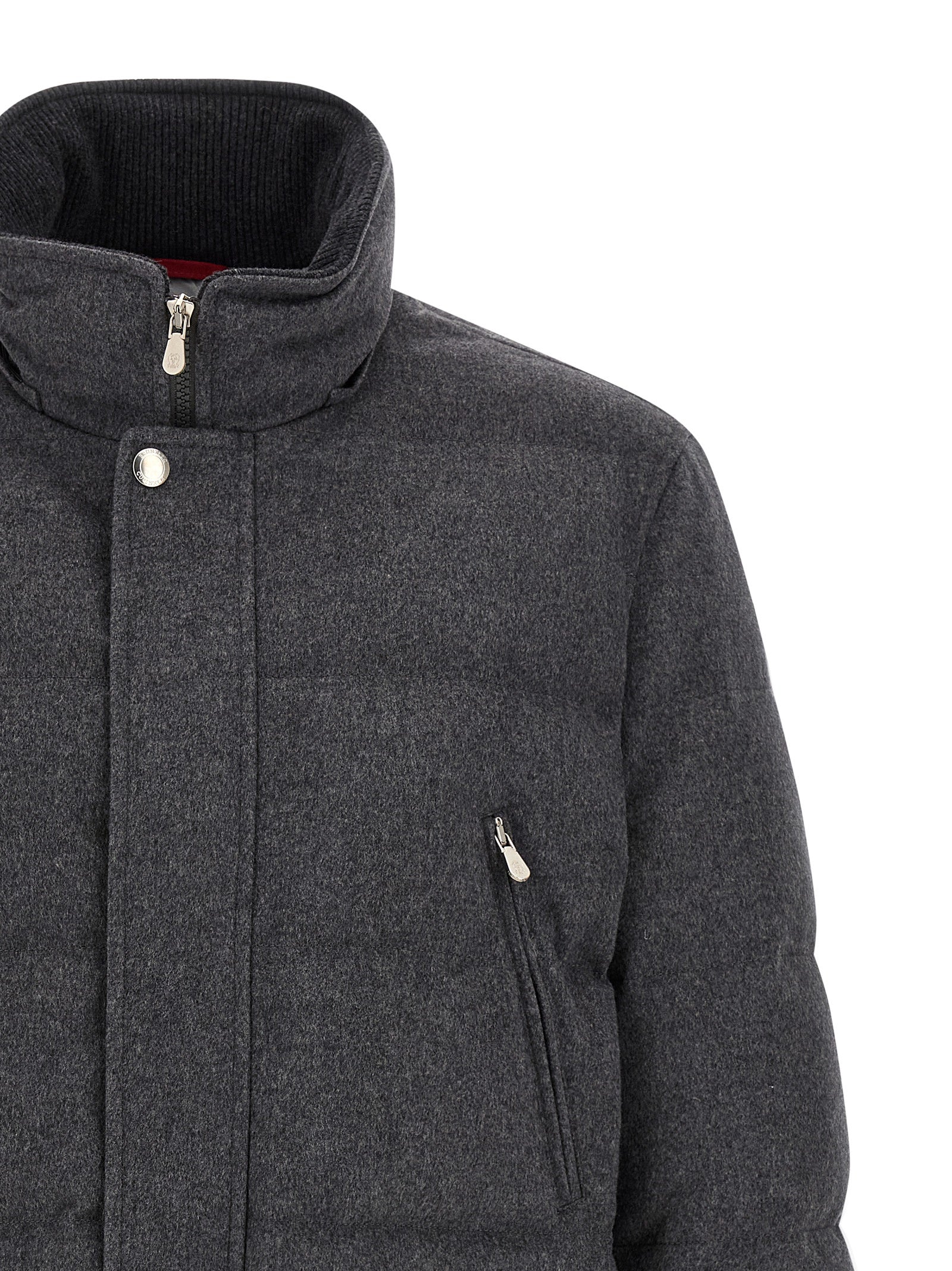 Brunello Cucinelli Gray Wool Parka Brunello Cucinelli