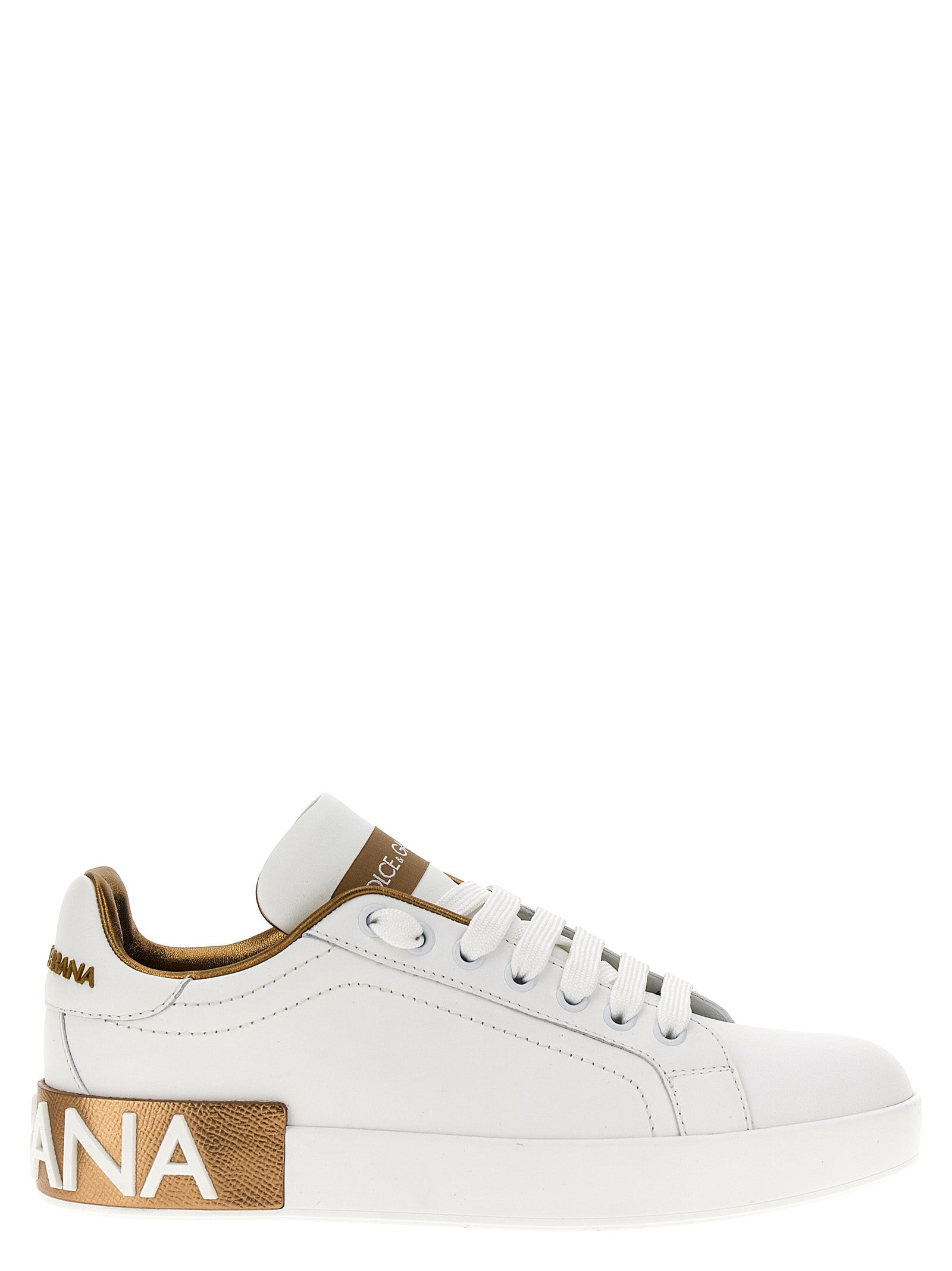Dolce & Gabbana Gold Calfskin Low Top Sneakers Dolce & Gabbana