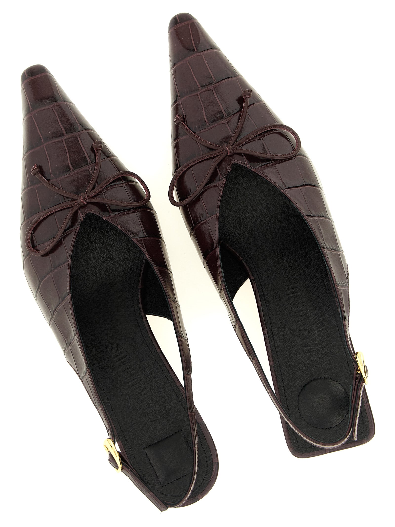 Jacquemus Bordeaux Calfskin Mid Heel Pumps Jacquemus