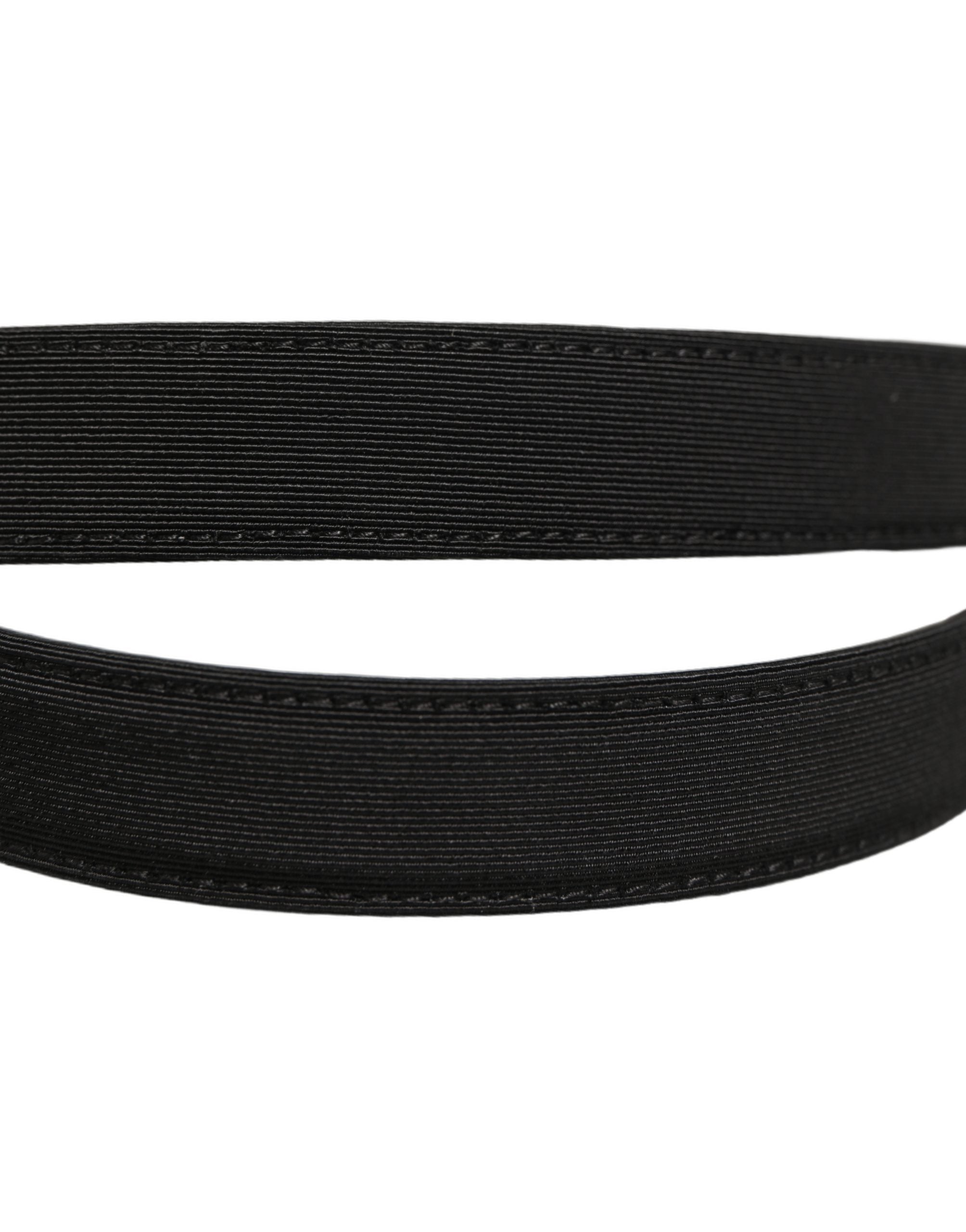 Dolce & Gabbana Black Canvas Leather Gold Metal Buckle Belt