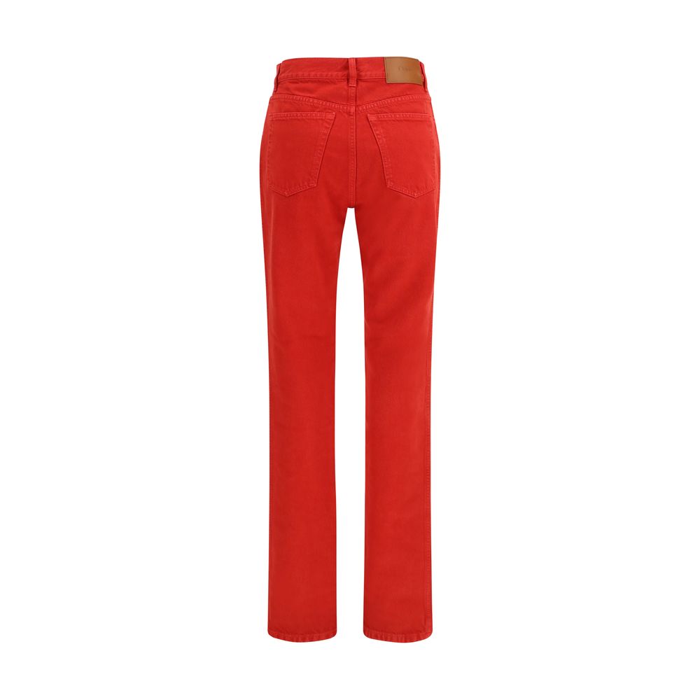 Chloé Red Cotton Slim Fit Jeans