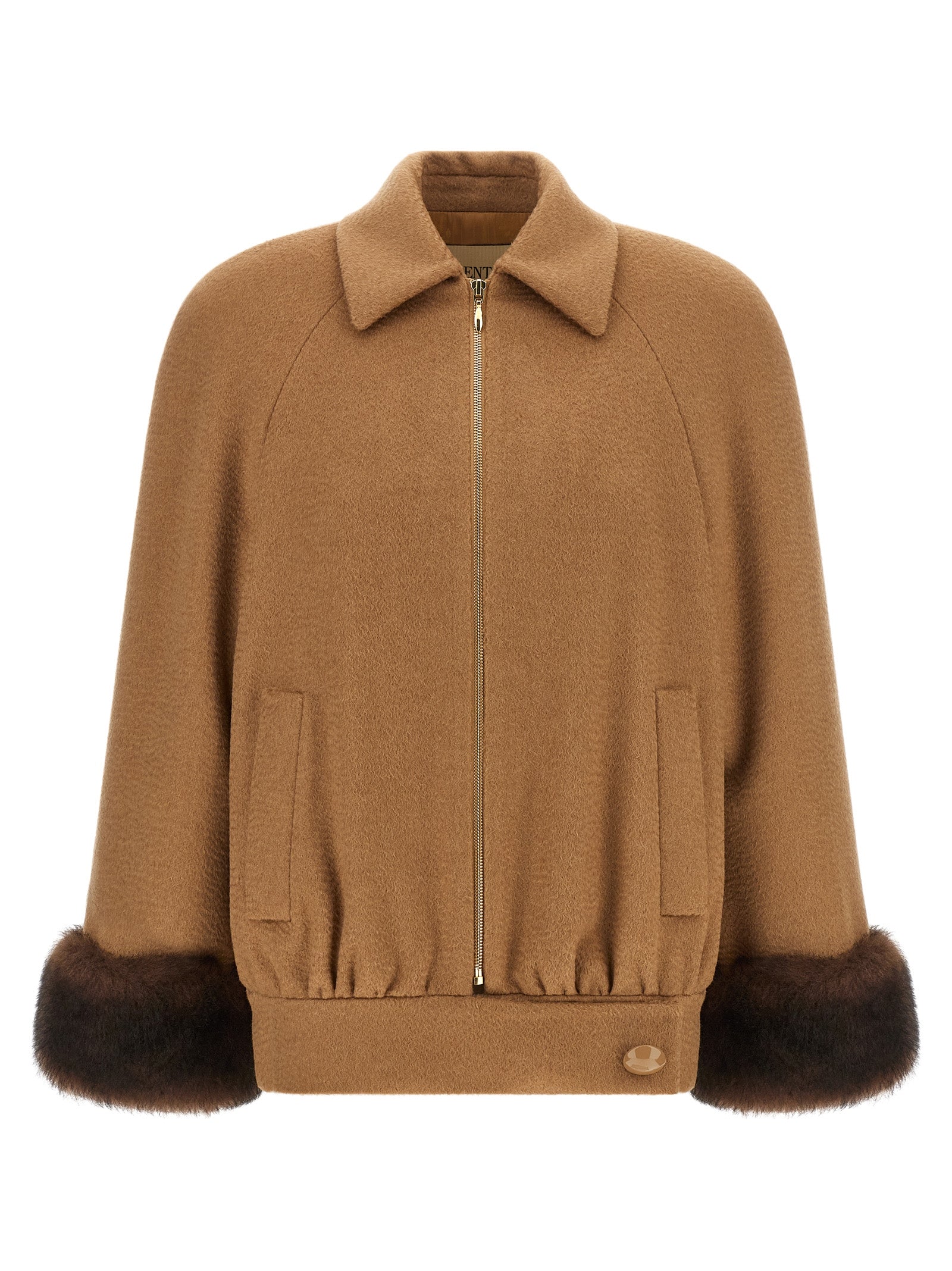 Valentino Garavani Brown Lamb Fur Bomber