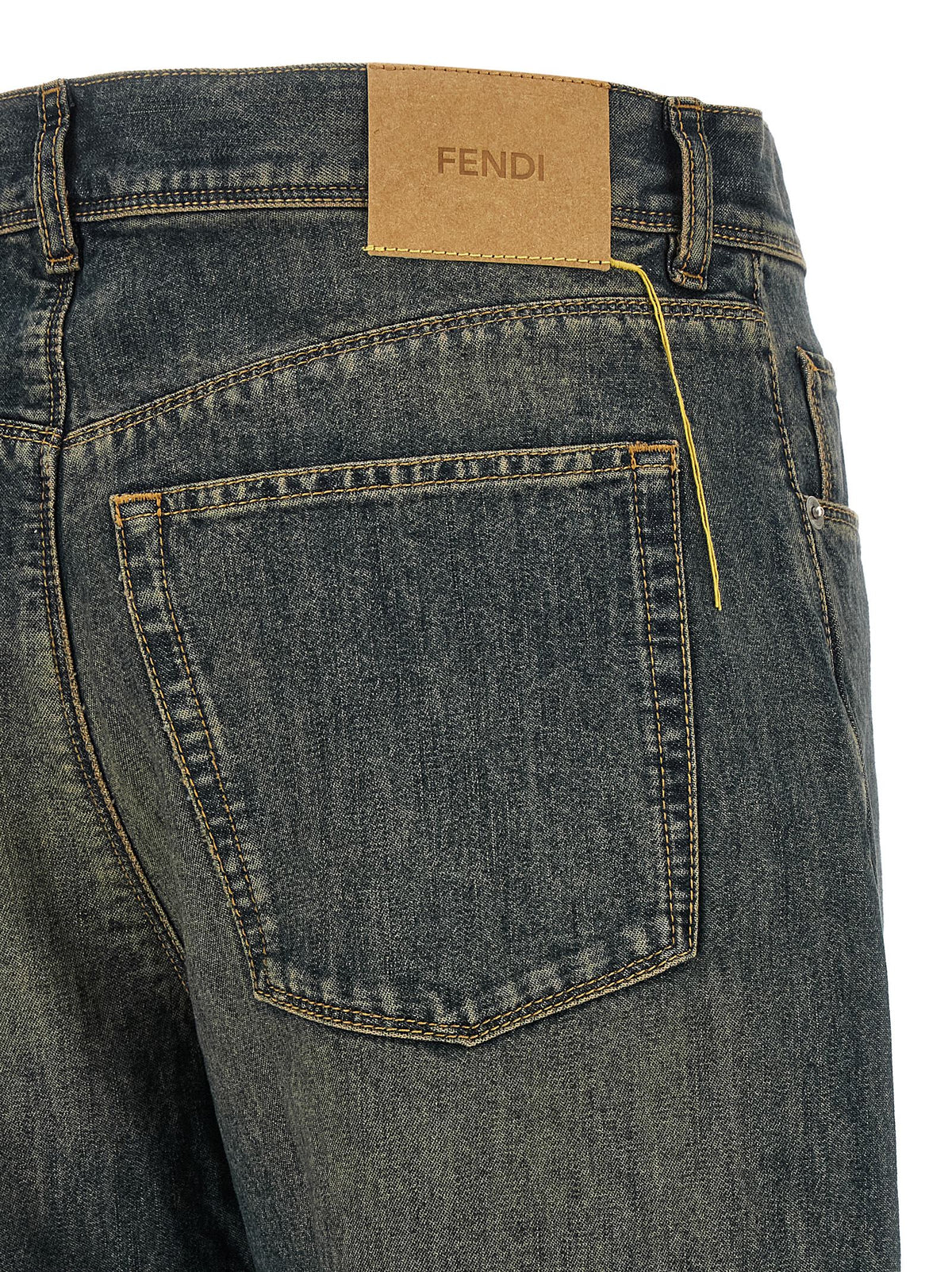 Fendi Blue Cotton Straight-Leg Jeans