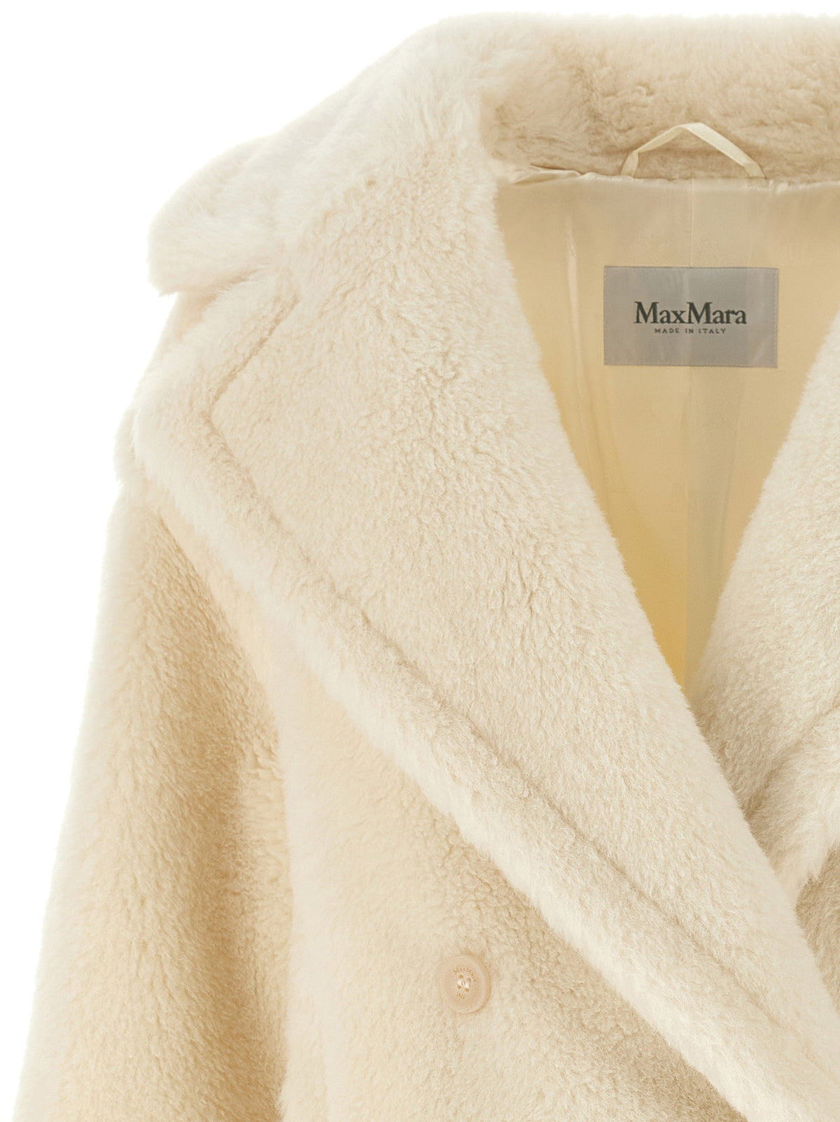 Max Mara White Alpaca Leather Coat