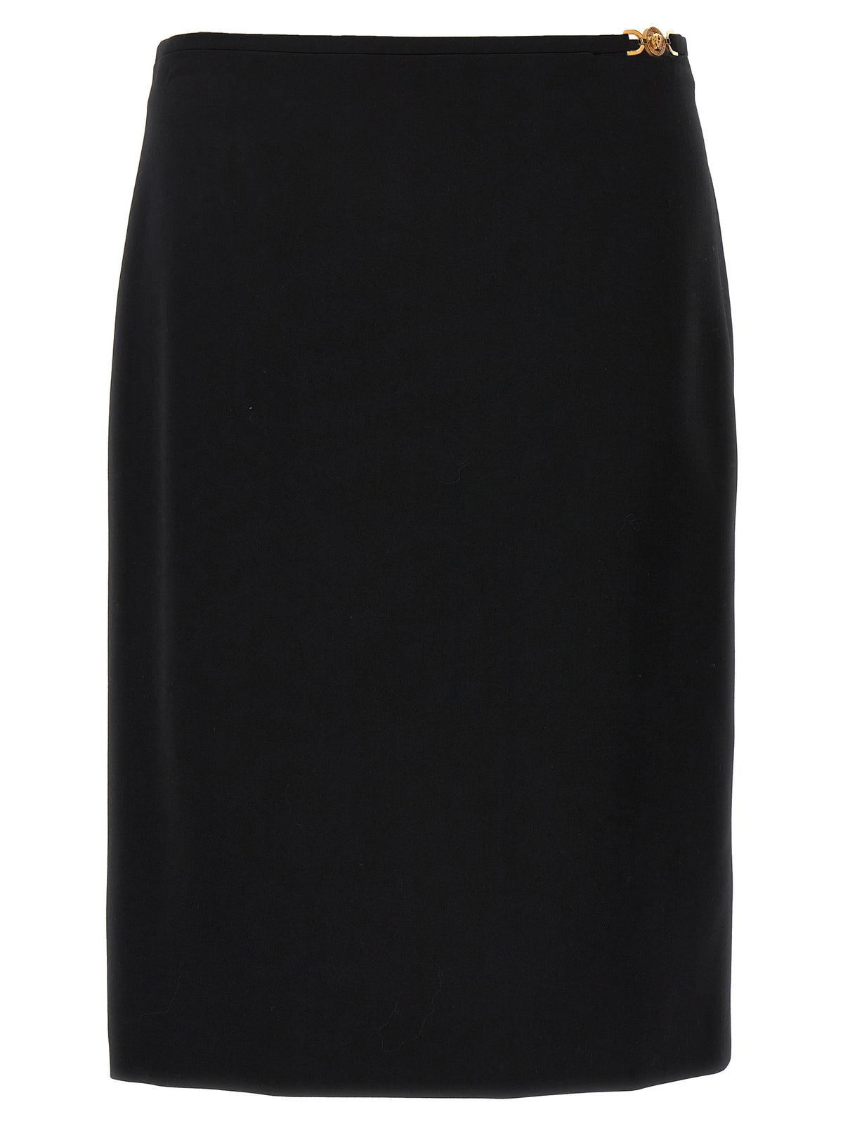 Versace Black Virgin Wool Midi Skirt