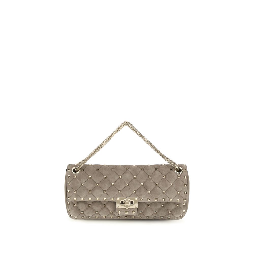Valentino Garavani Gray Suede Leather Shoulder Bag