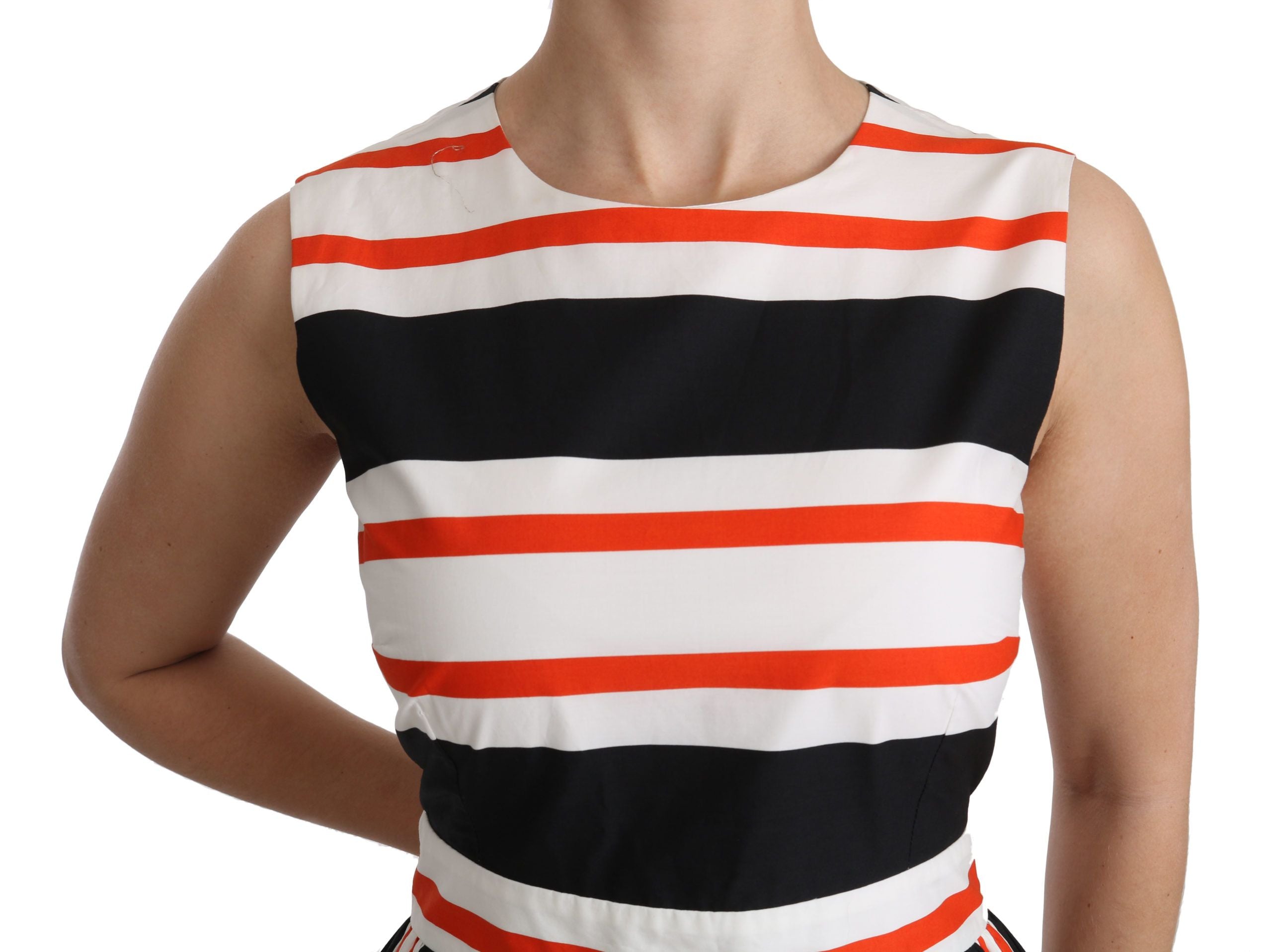 Dolce & Gabbana Multicolor Stripes A-Line Pleated Midi Dress Dolce & Gabbana