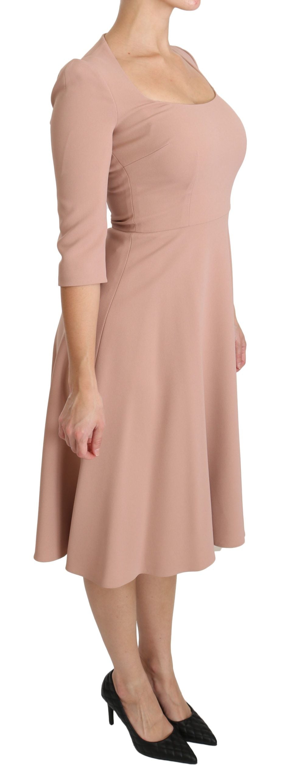 Dolce & Gabbana Pink 3/4 Sleeves A-line Viscose Dress Dolce & Gabbana