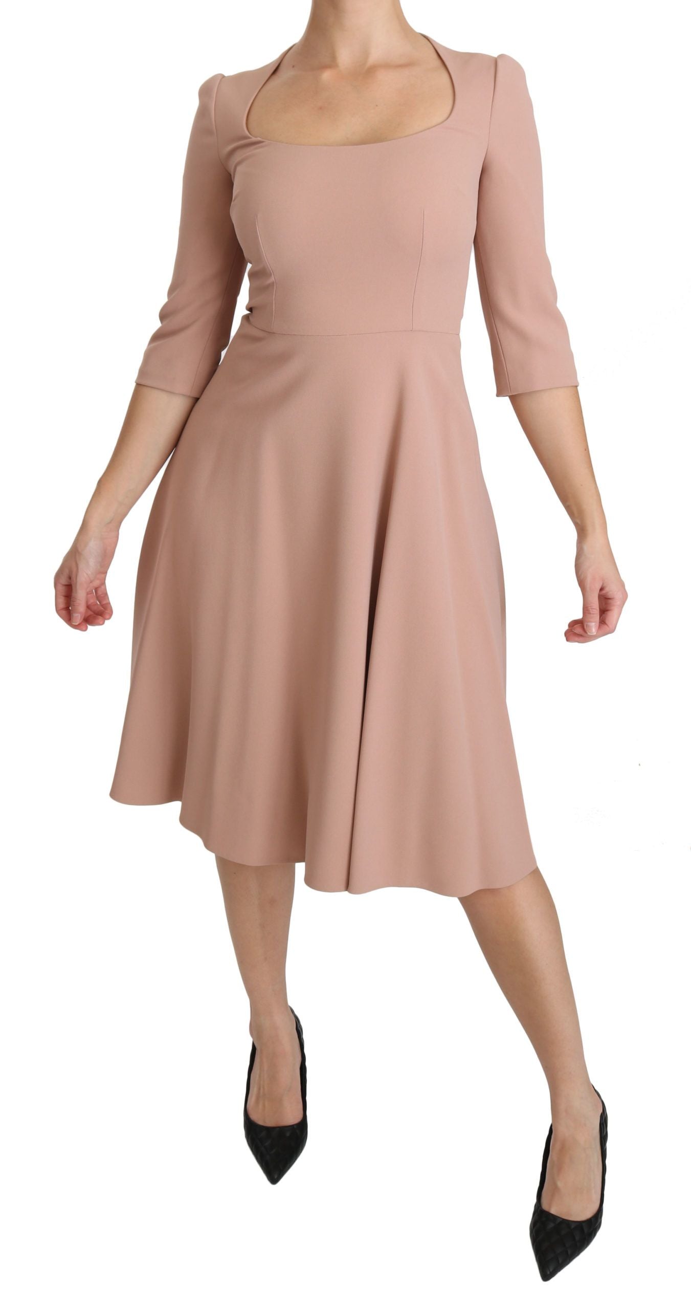 Dolce & Gabbana Pink 3/4 Sleeves A-line Viscose Dress Dolce & Gabbana