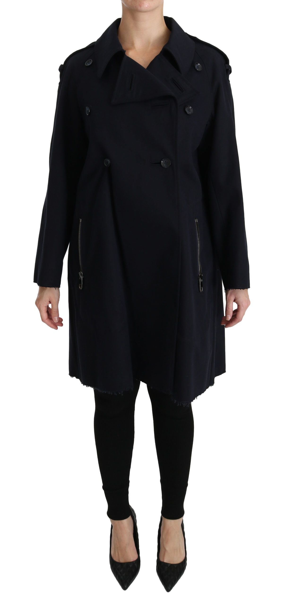 Dolce & Gabbana Coat Blue Cotton Women Trench Jacket Dolce & Gabbana