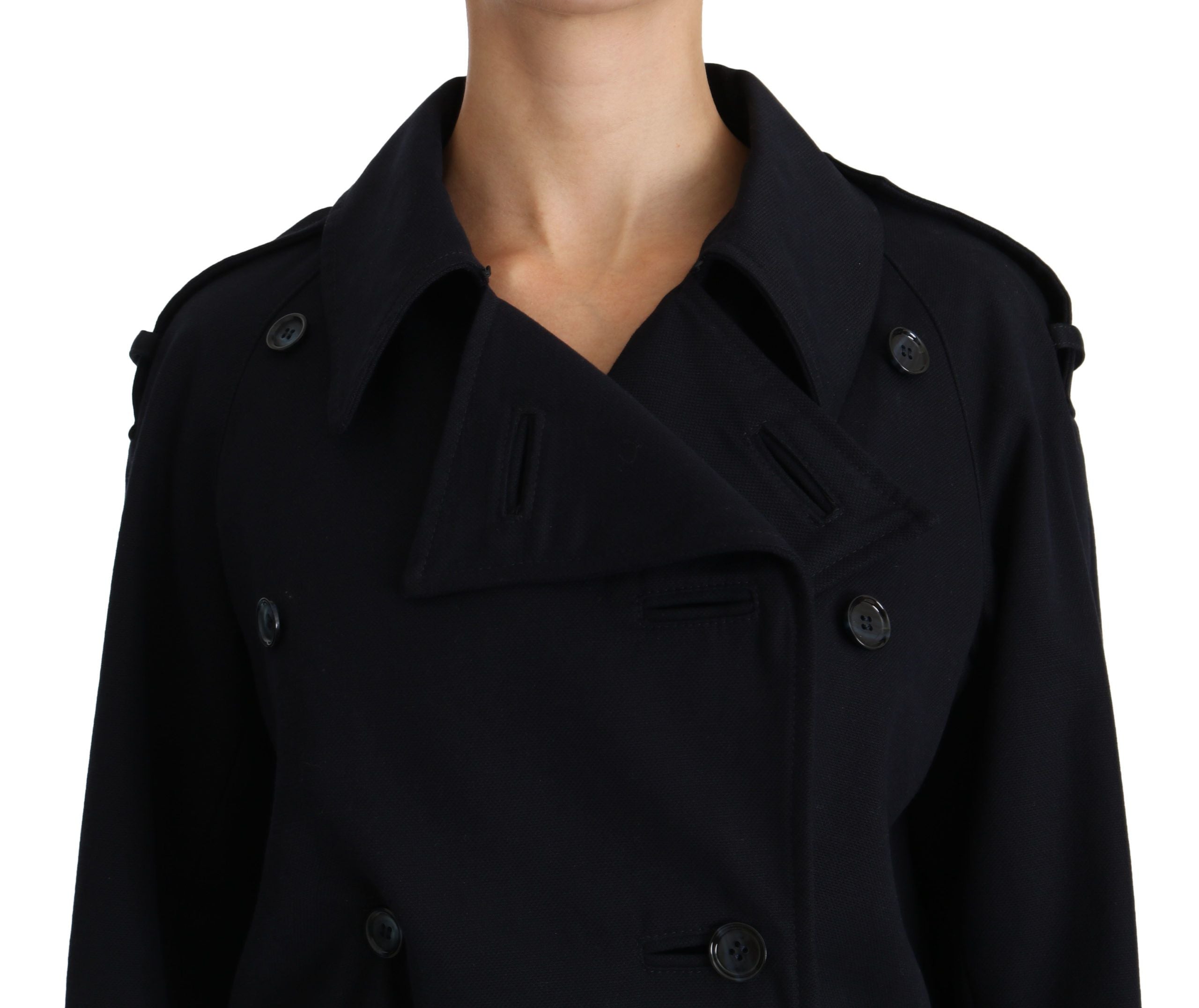 Dolce & Gabbana Coat Blue Cotton Women Trench Jacket Dolce & Gabbana