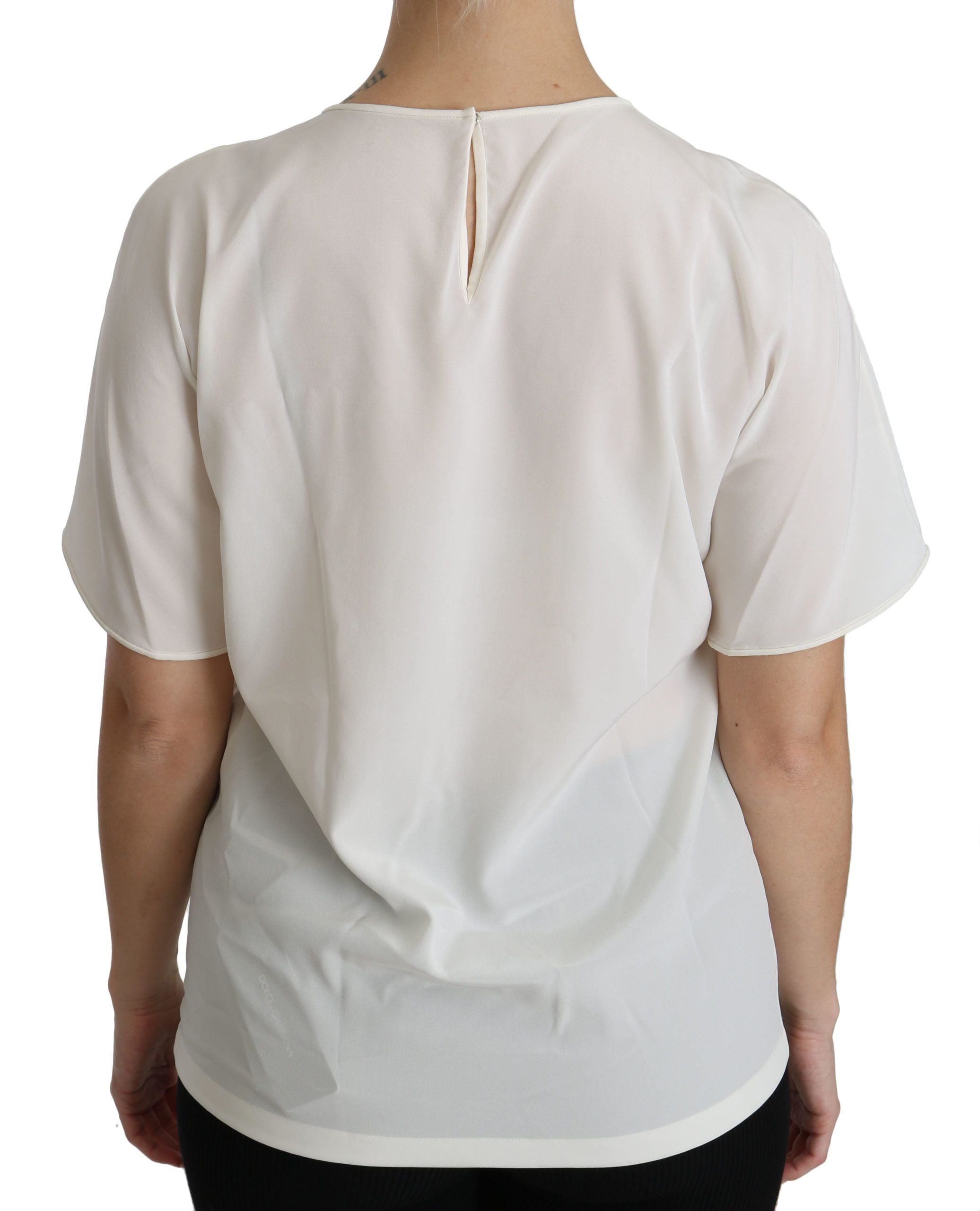 Dolce & Gabbana White #dgfamily Patch Short Sleeve Blouse Top Dolce & Gabbana