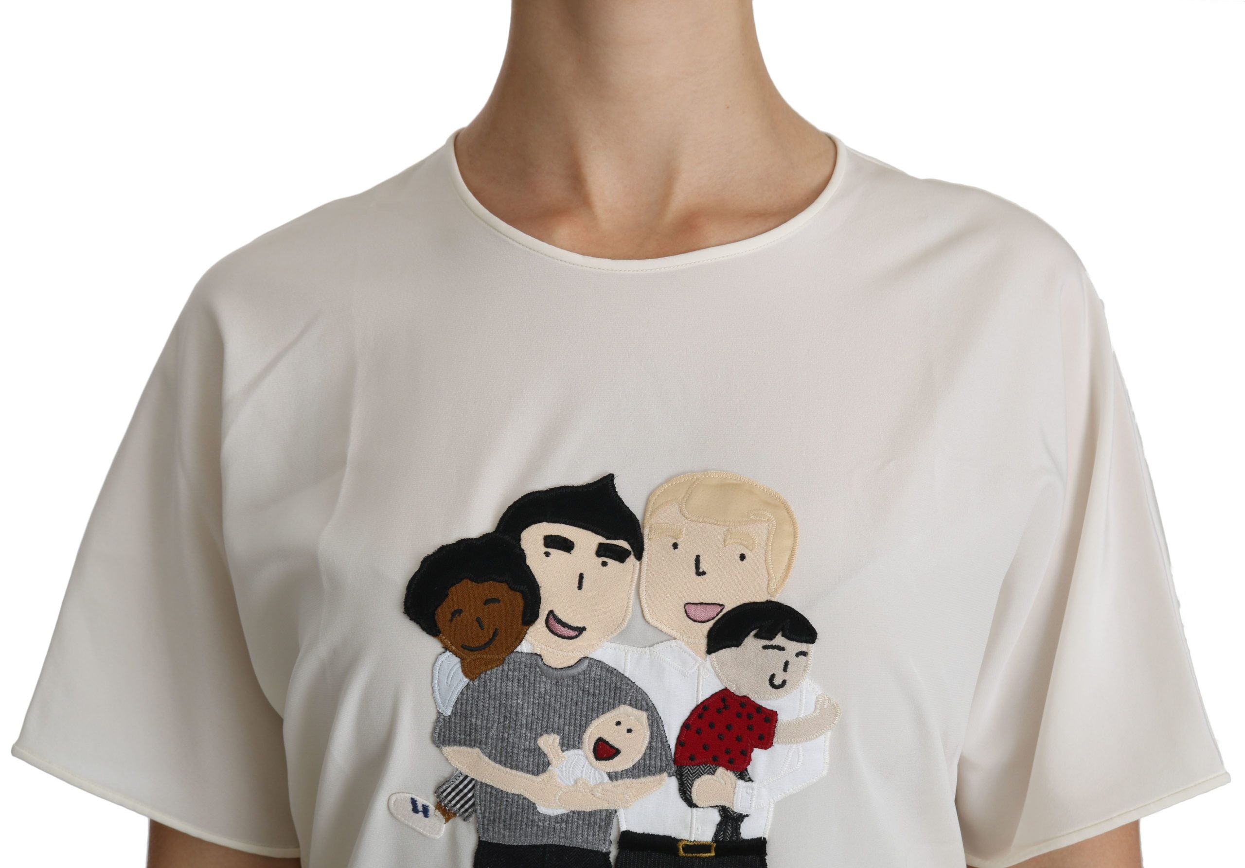 Dolce & Gabbana White #dgfamily Patch Short Sleeve Blouse Top Dolce & Gabbana
