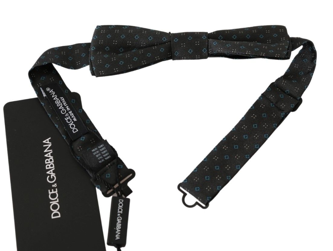 Dolce & Gabbana Gray Patterned Mens Necktie Papillon 100% Silk Bow Tie Dolce & Gabbana
