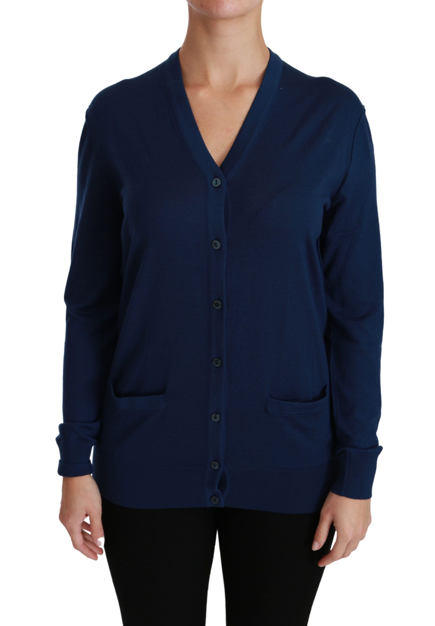 Dolce & Gabbana Blue Button Cardigan Virgin Wool Sweater Dolce & Gabbana