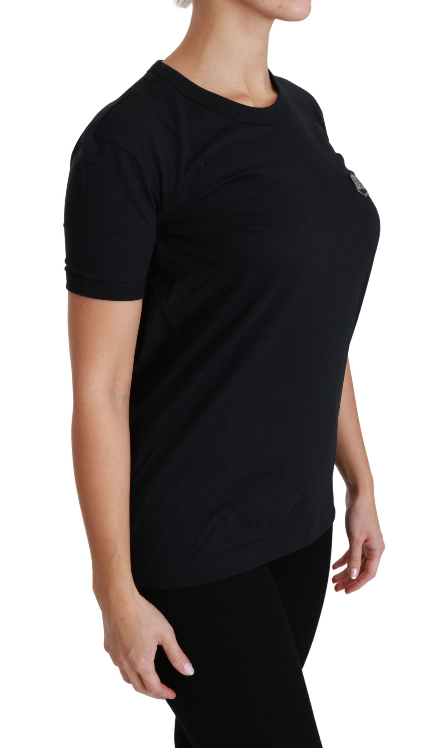 Dolce & Gabbana Blue Amore Patch Crewneck Cotton Top T-shirt Dolce & Gabbana