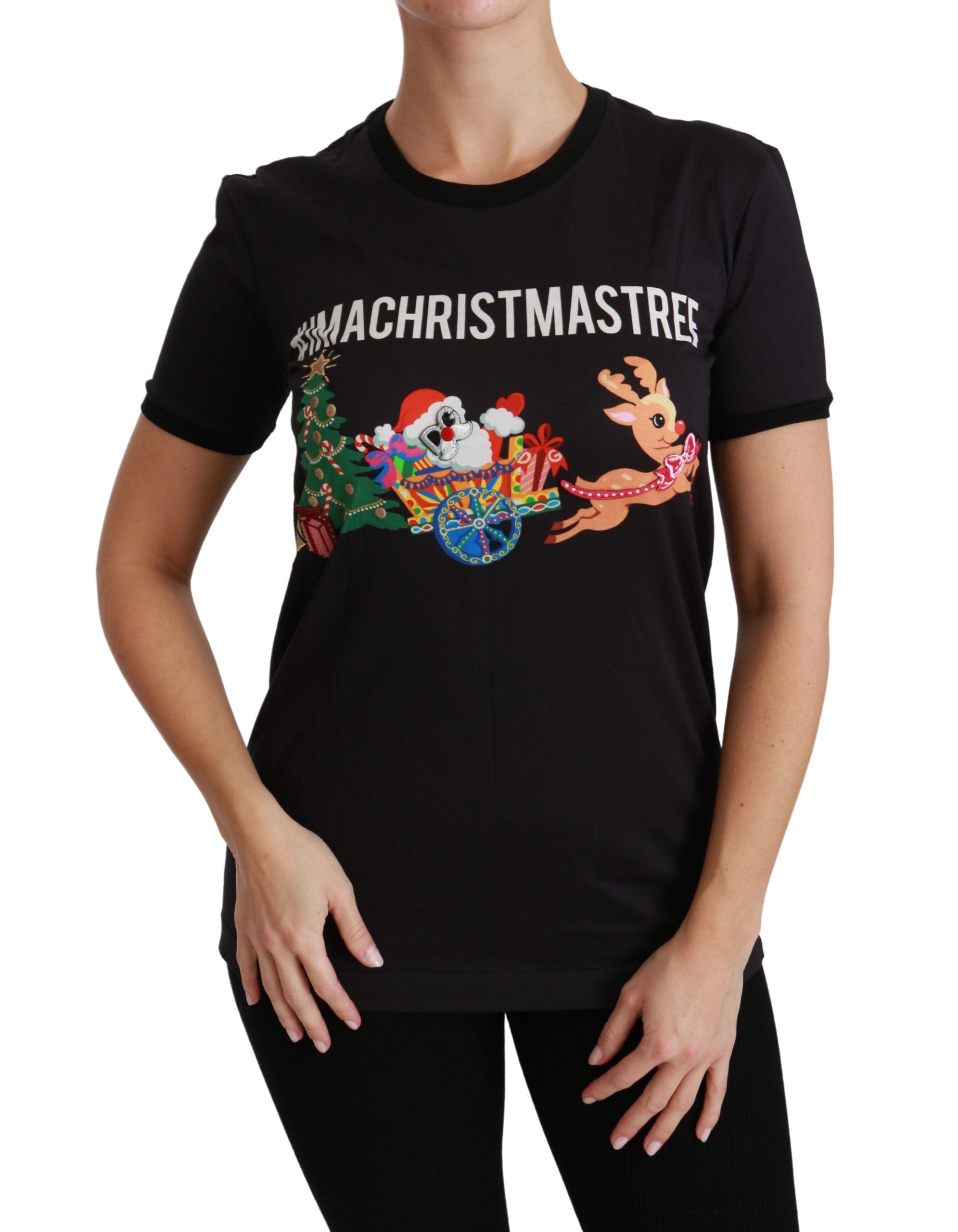 Dolce & Gabbana Black #ImAChristmasTree Crewneck Top T-shirt Dolce & Gabbana