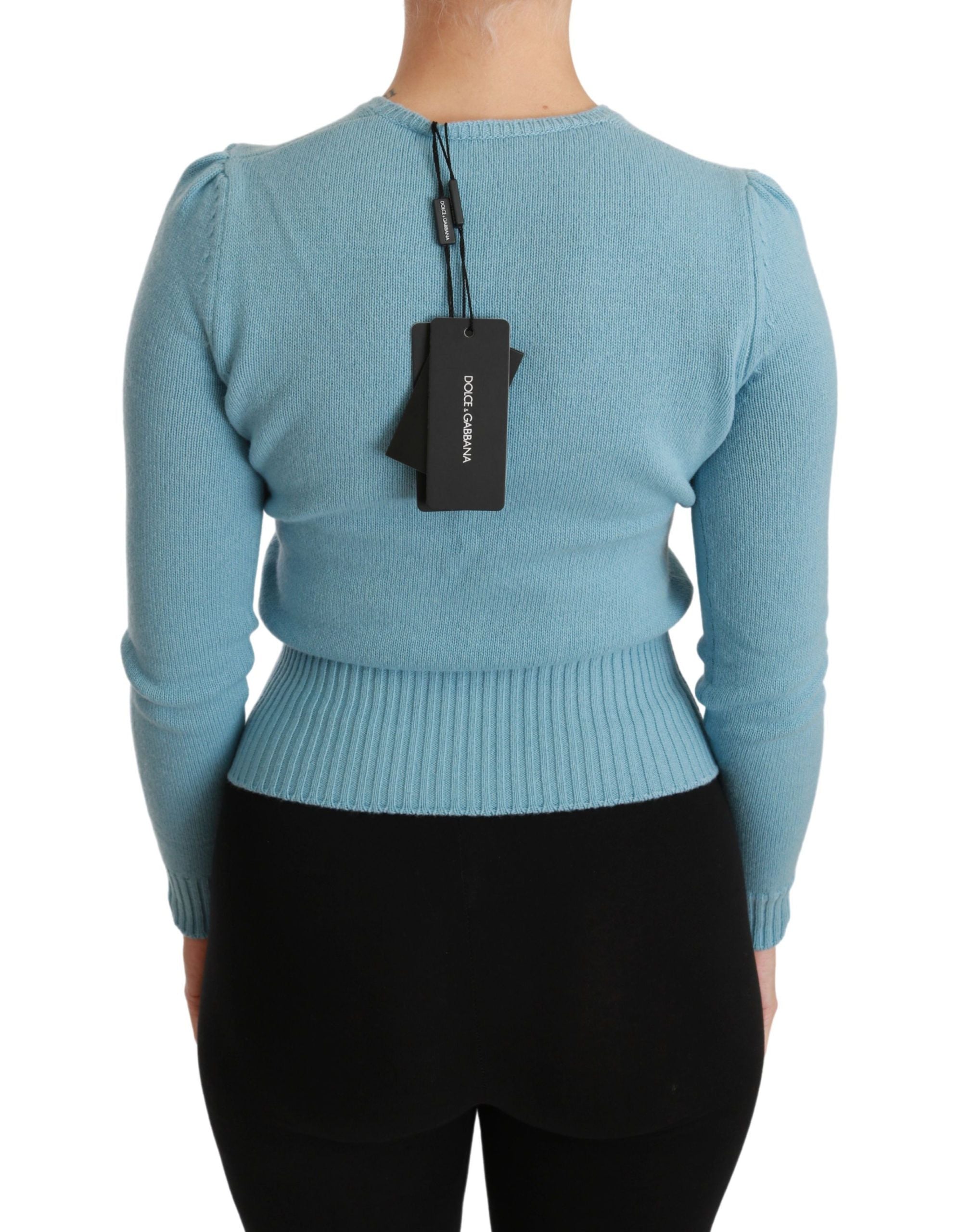 Dolce & Gabbana Blue Wool Queen Heart Pullover Sweater Dolce & Gabbana