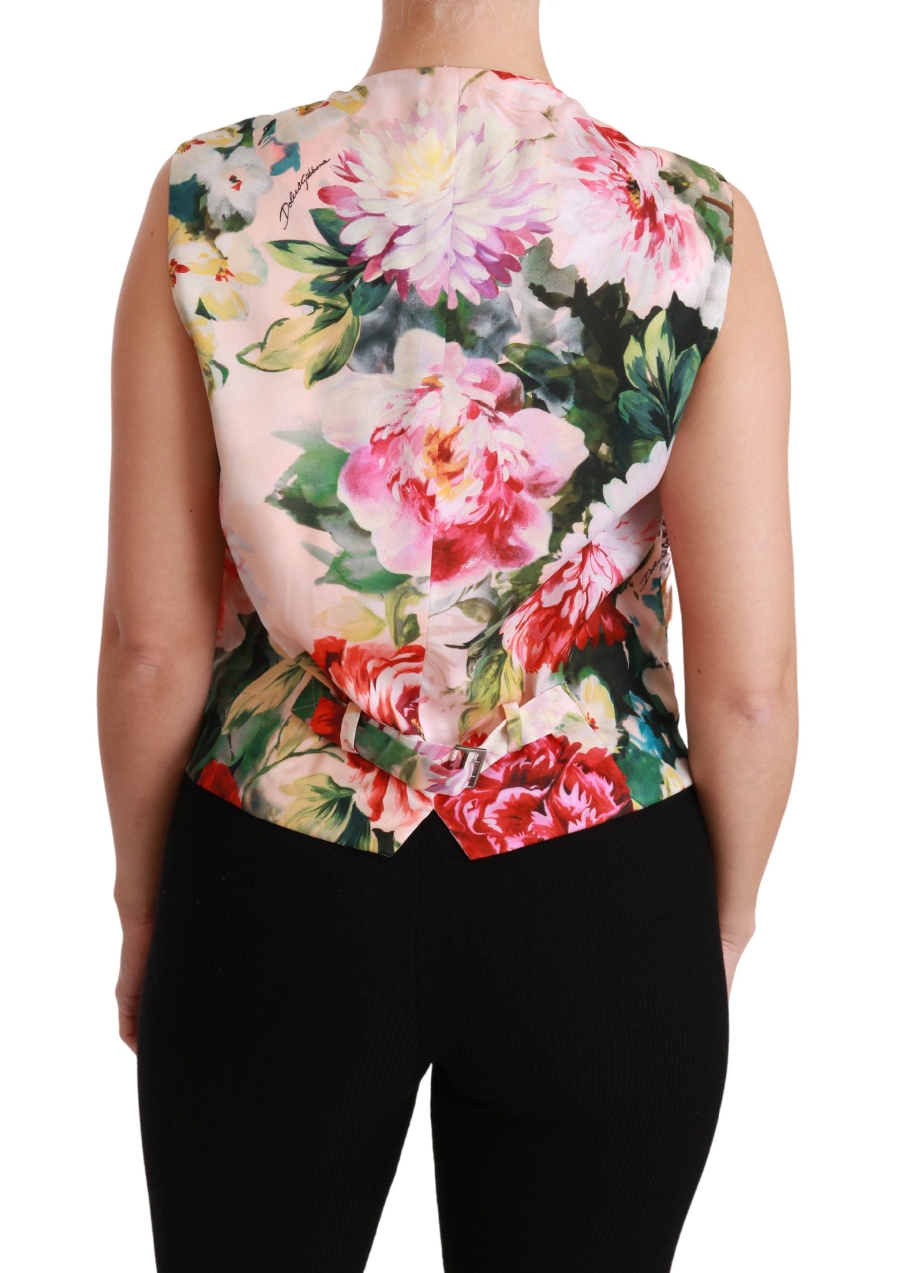 Dolce & Gabbana Multicolor Floral Sleeveless Waistcoat Top Vest Dolce & Gabbana