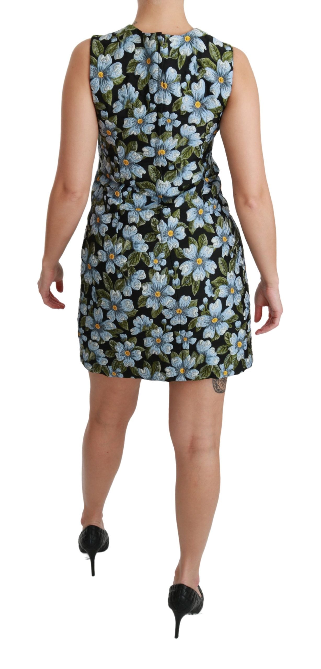 Dolce & Gabbana Blue Floral Brocade Gown Shift Dress Dolce & Gabbana