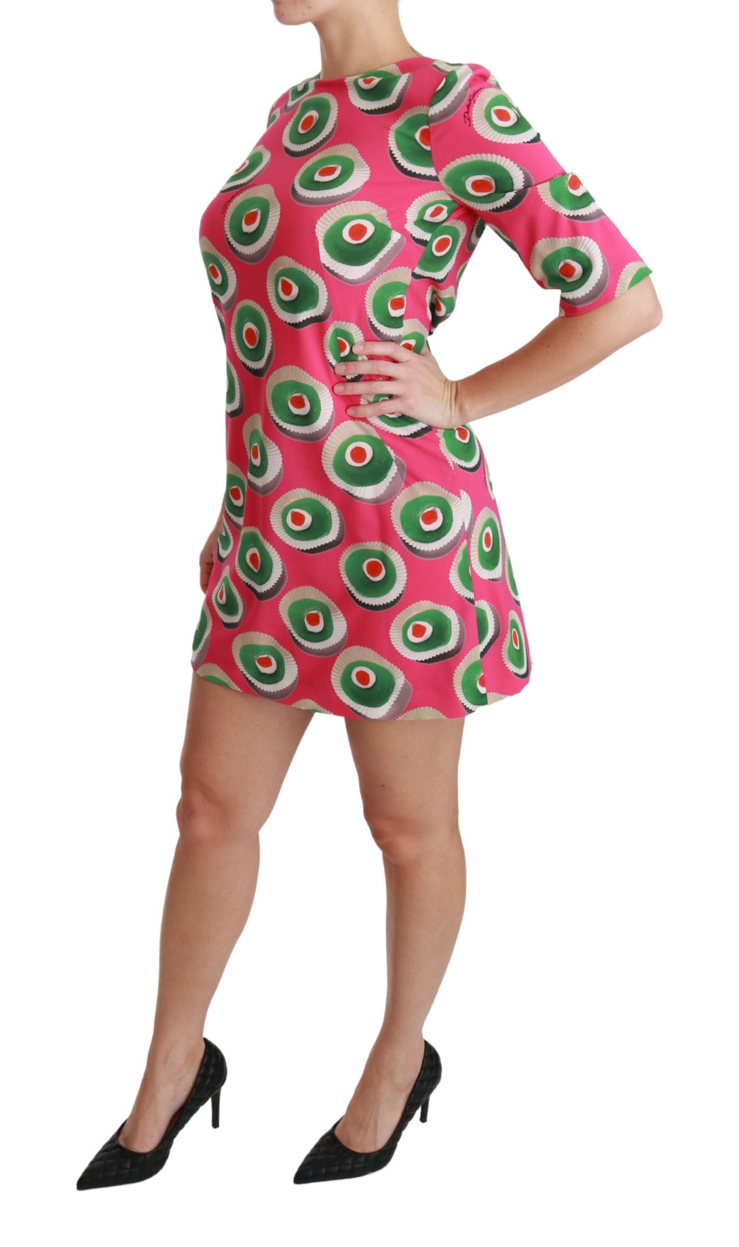 Dolce & Gabbana Pink Silk Cup Cake Shift Stretch Dress Dolce & Gabbana