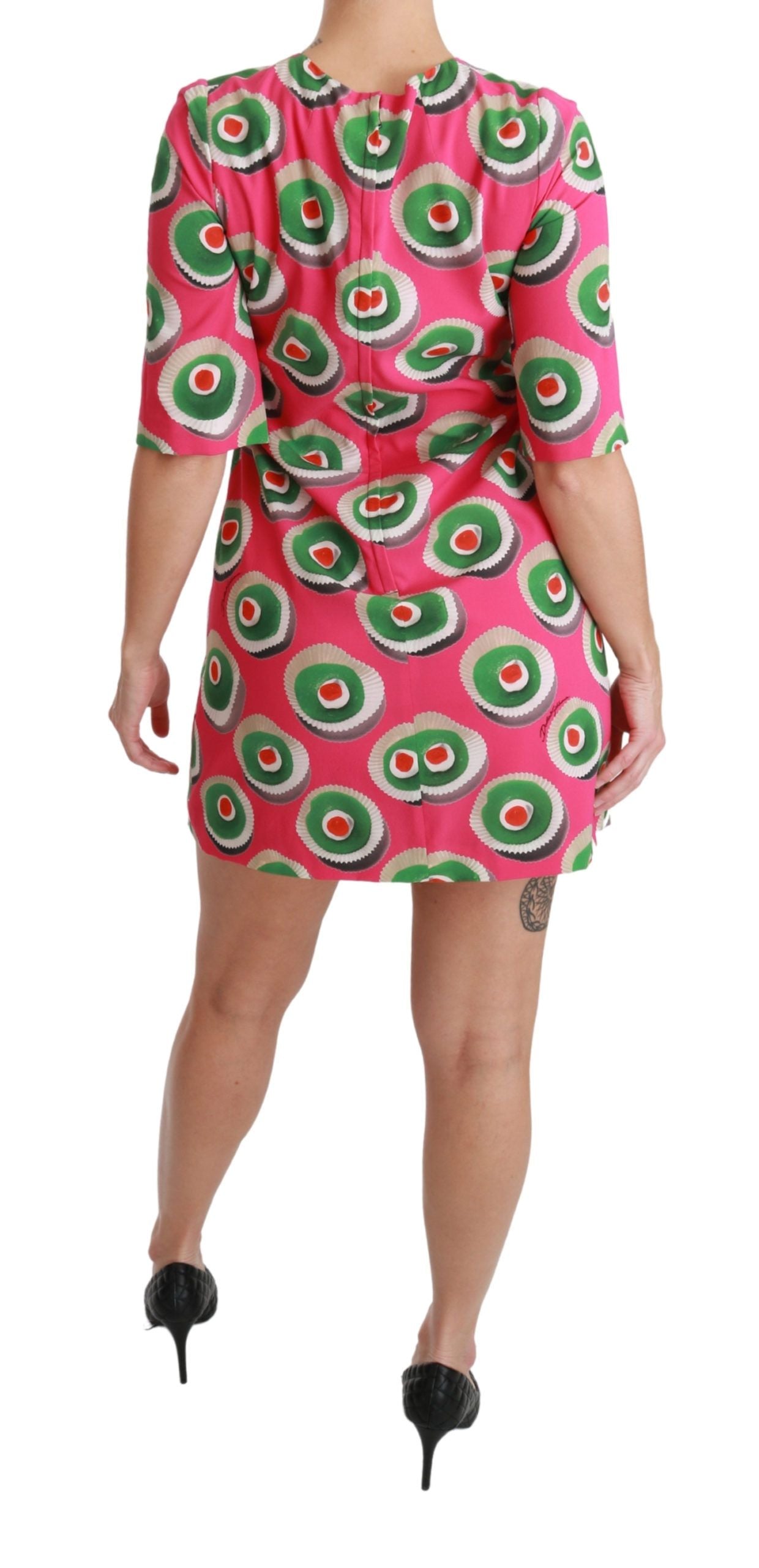 Dolce & Gabbana Pink Silk Cup Cake Shift Stretch Dress Dolce & Gabbana