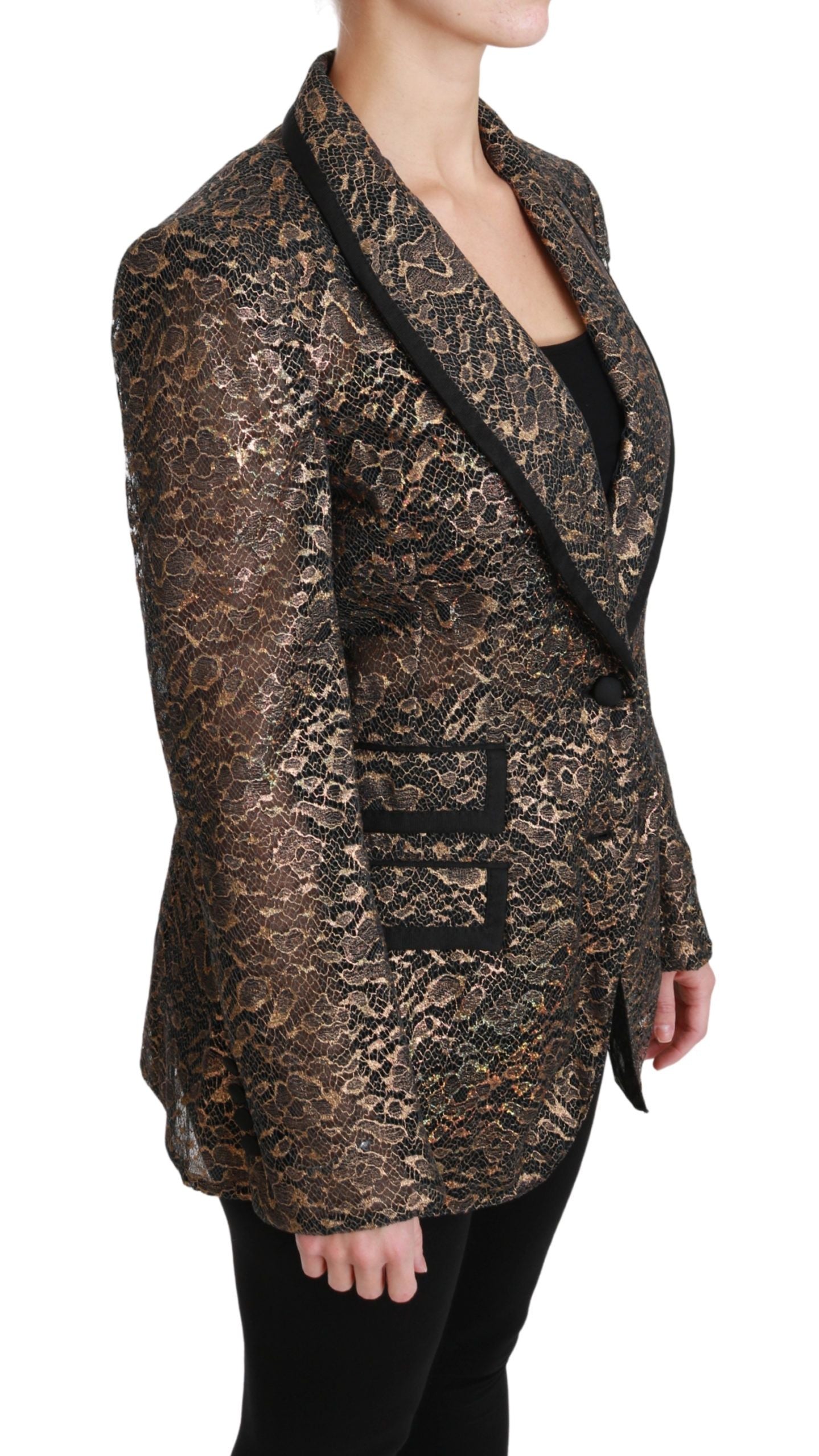 Dolce & Gabbana Gold Black Lace Blazer Coat Floral Jacket Dolce & Gabbana
