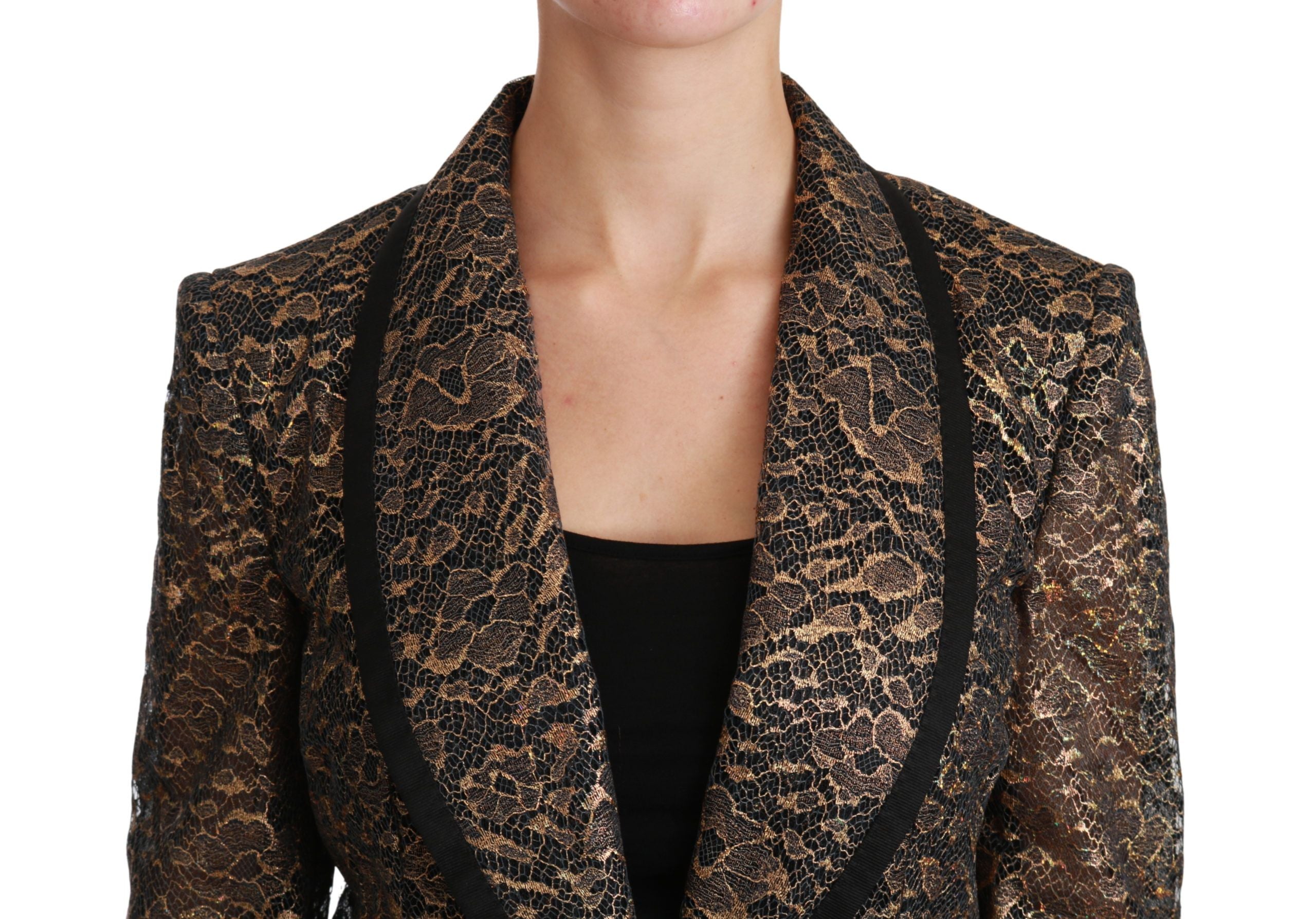 Dolce & Gabbana Gold Black Lace Blazer Coat Floral Jacket Dolce & Gabbana