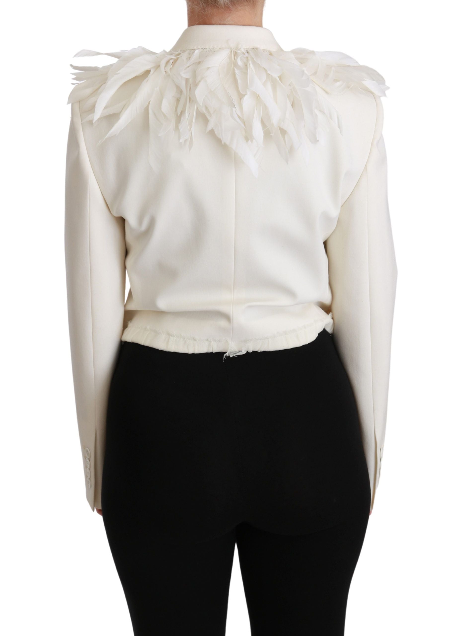 Dolce & Gabbana White Double Breasted Coat Wool Jacket Dolce & Gabbana