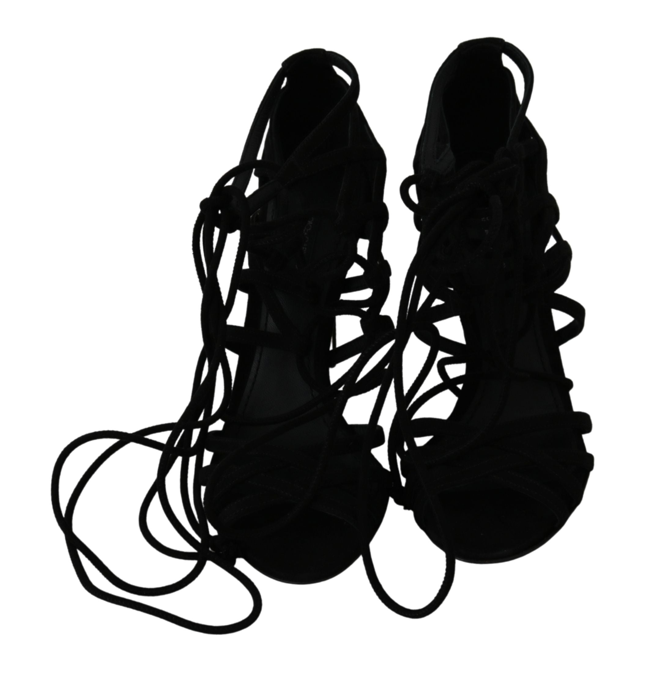 Dolce & Gabbana Black Suede Strap Stilettos Shoes Sandals Dolce & Gabbana
