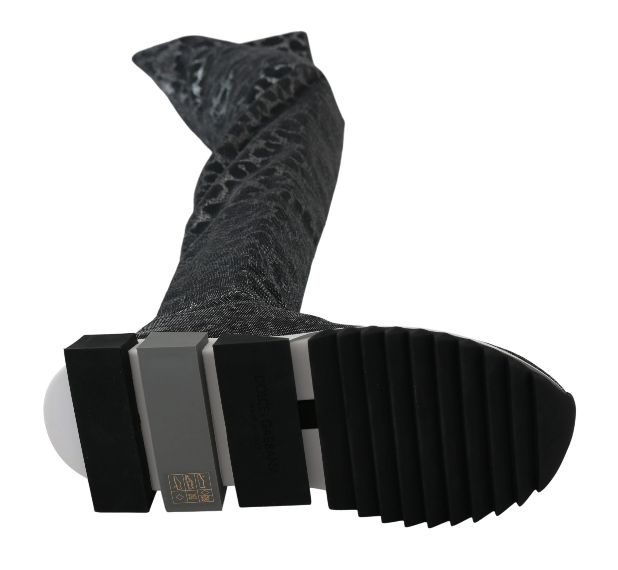Dolce & Gabbana Gray Leopard High Top Sneakers Booties Shoes Dolce & Gabbana