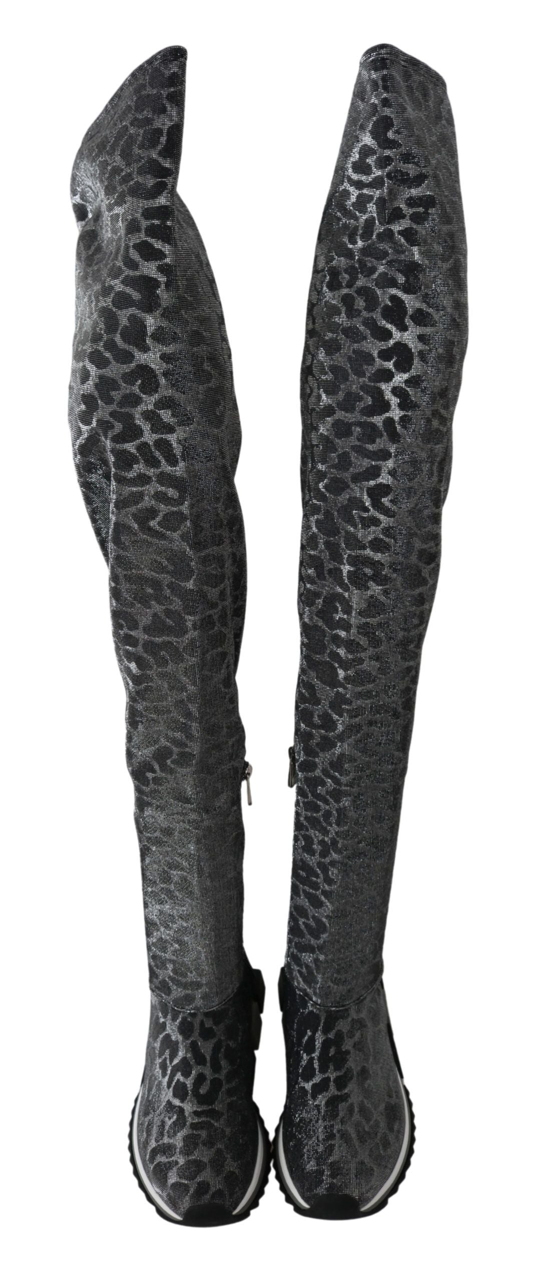 Dolce & Gabbana Gray Leopard High Top Sneakers Booties Shoes Dolce & Gabbana