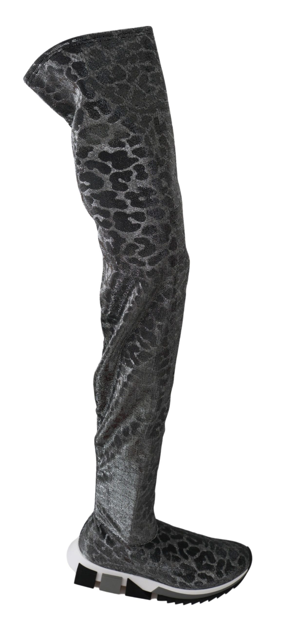 Dolce & Gabbana Gray Leopard High Top Sneakers Booties Shoes Dolce & Gabbana