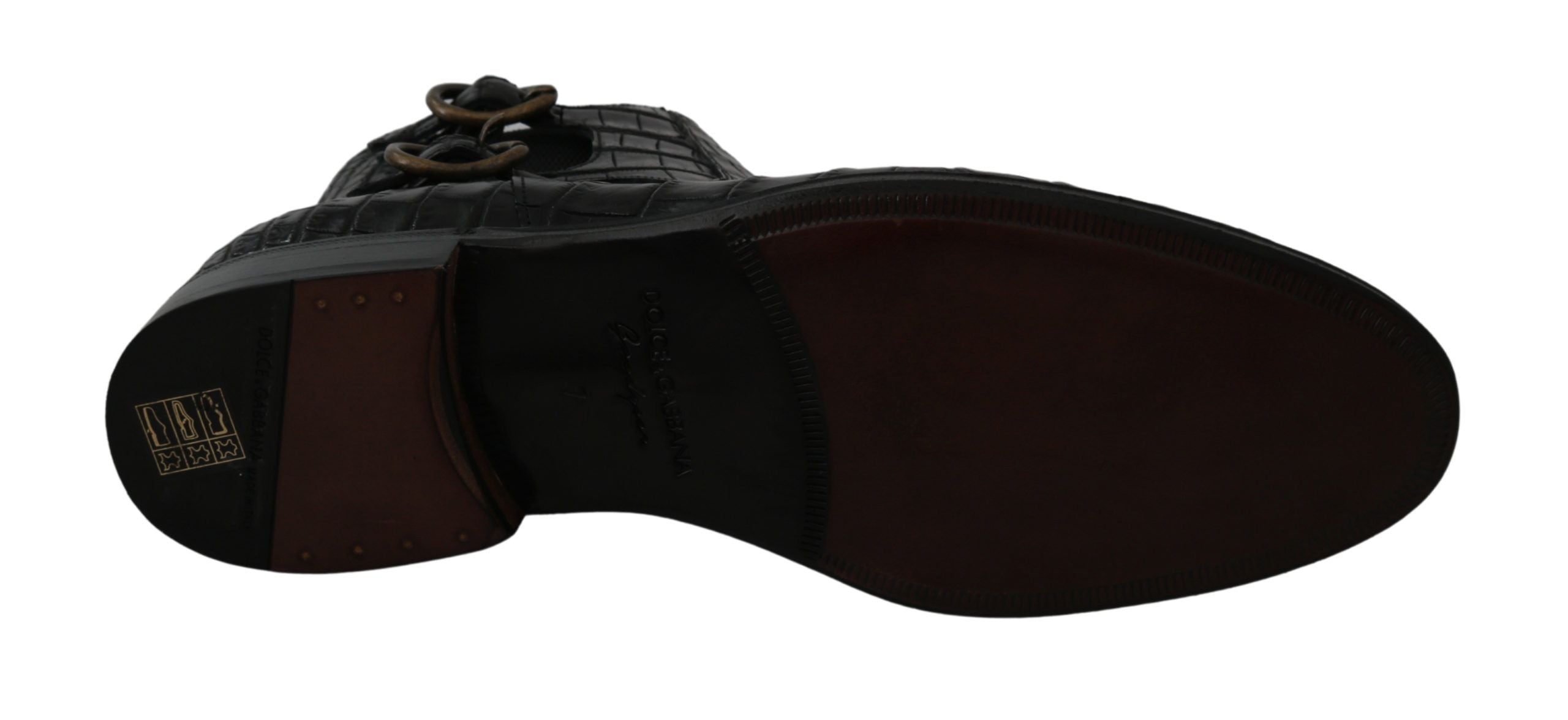 Dolce & Gabbana Black Crocodile Leather Derby Boots Shoes Dolce & Gabbana