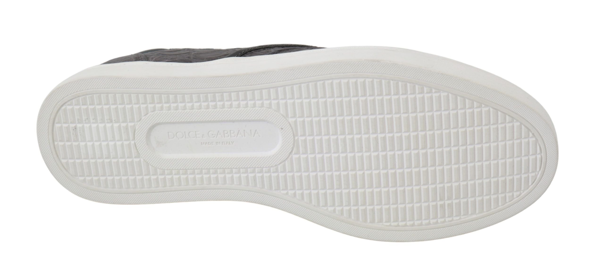 Dolce & Gabbana Gray Leather Flat Caiman Mens Loafers Shoes Dolce & Gabbana