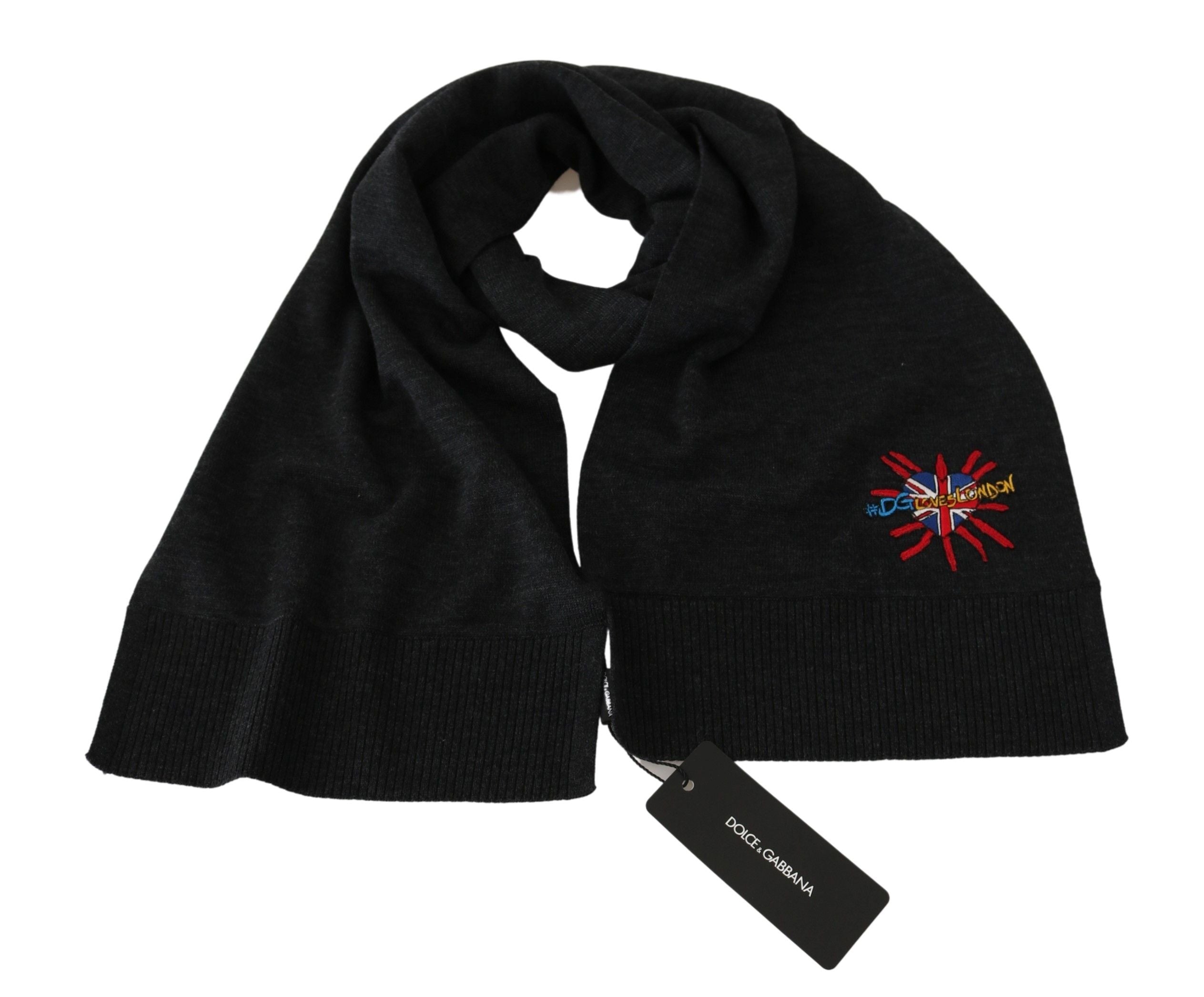 Dolce & Gabbana Gray #DGLovesLondon Wrap Shawl Wool Scarf Dolce & Gabbana
