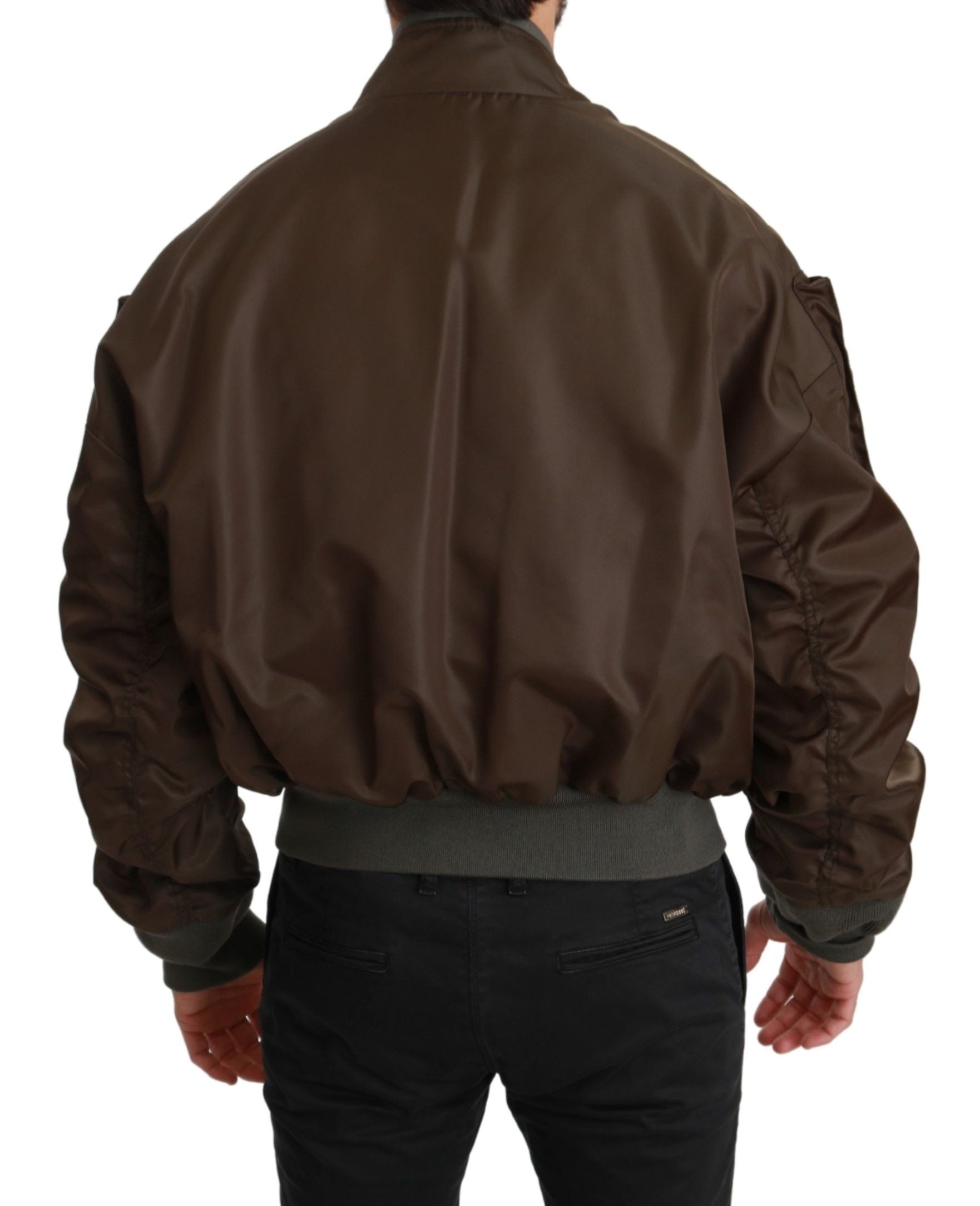 Dolce & Gabbana Brown Beaded Crown Skull Logo Jacket Dolce & Gabbana